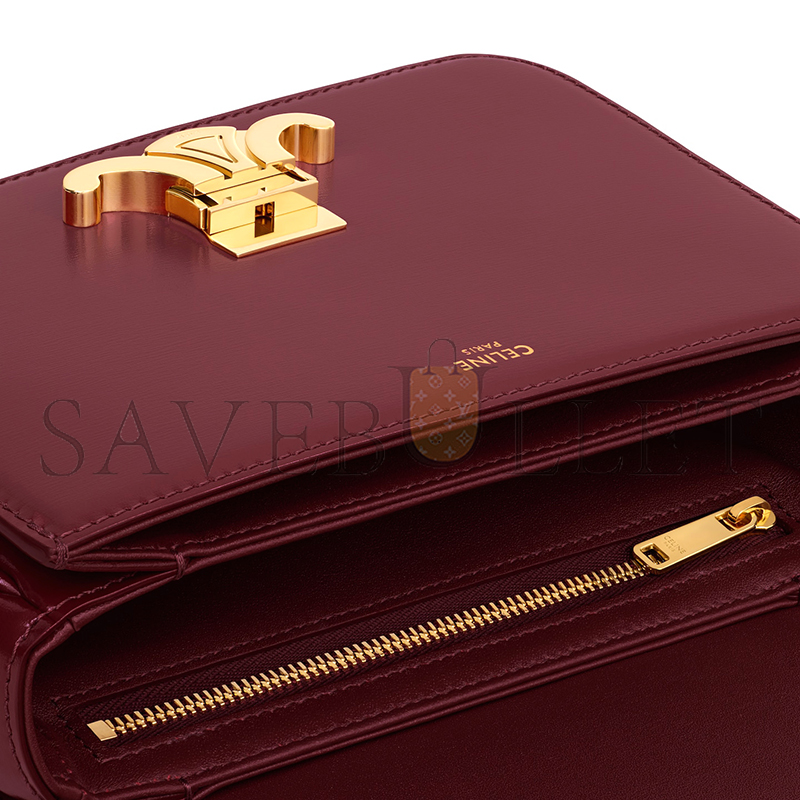 CELIN SMALL TEEN TRIOMPHE BAG IN SHINY CALFSKIN 188423BF4.28LB (18.5*14*6cm)