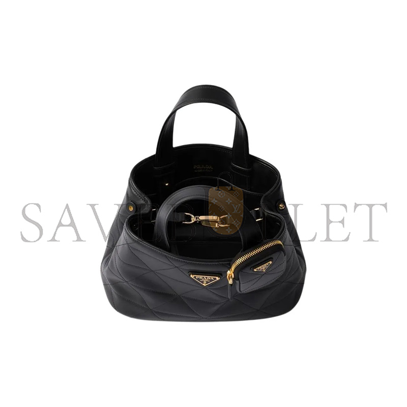 Pra*a small leather tote bag with stitching 1bg548 (26*17*13.5cm)