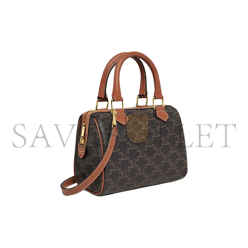 Ce**e small boston bag triomphe in triomphe canvas and lambskin 197582cas.04lu (19.5*14*7cm)