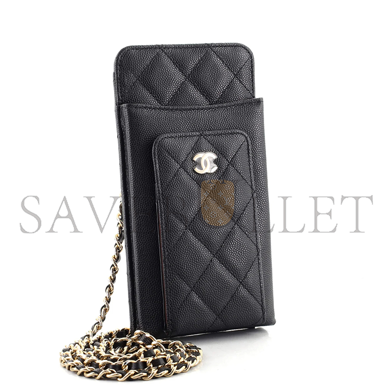 Ch*el phone holder crossbody bag quilted caviar ap0990 (18.2*9*3cm)