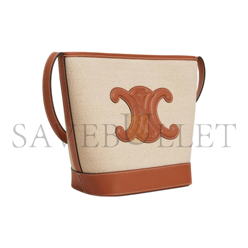 Ce**e small bucket bag in cuir triomphe canvas and cowhide 198242efl.02nt (30*22*13cm)