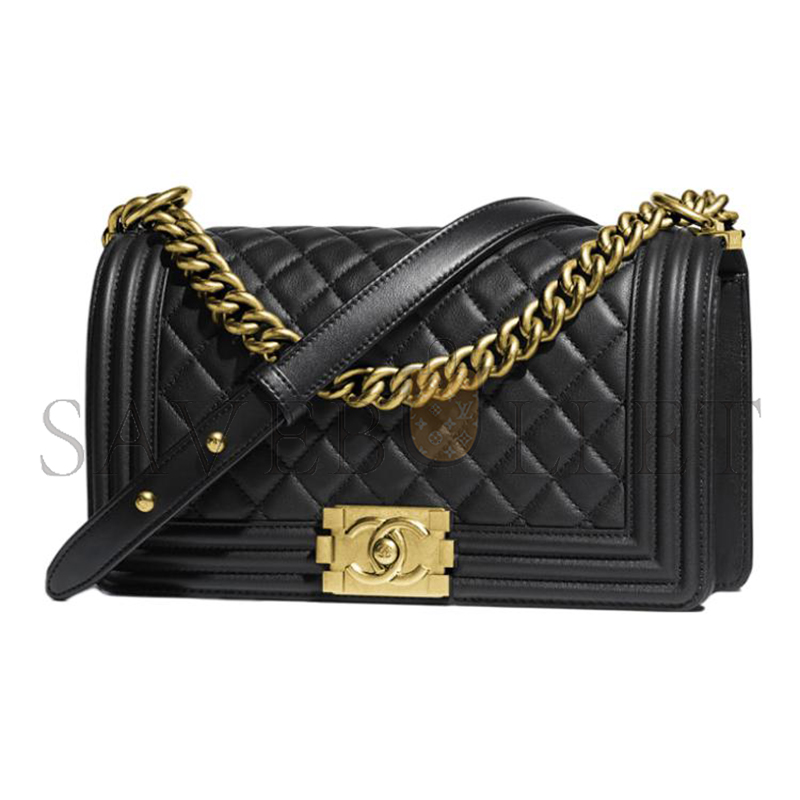 Ch*el lambskin quilted medium boy flap gold hardware a67086 (25*15*9cm)