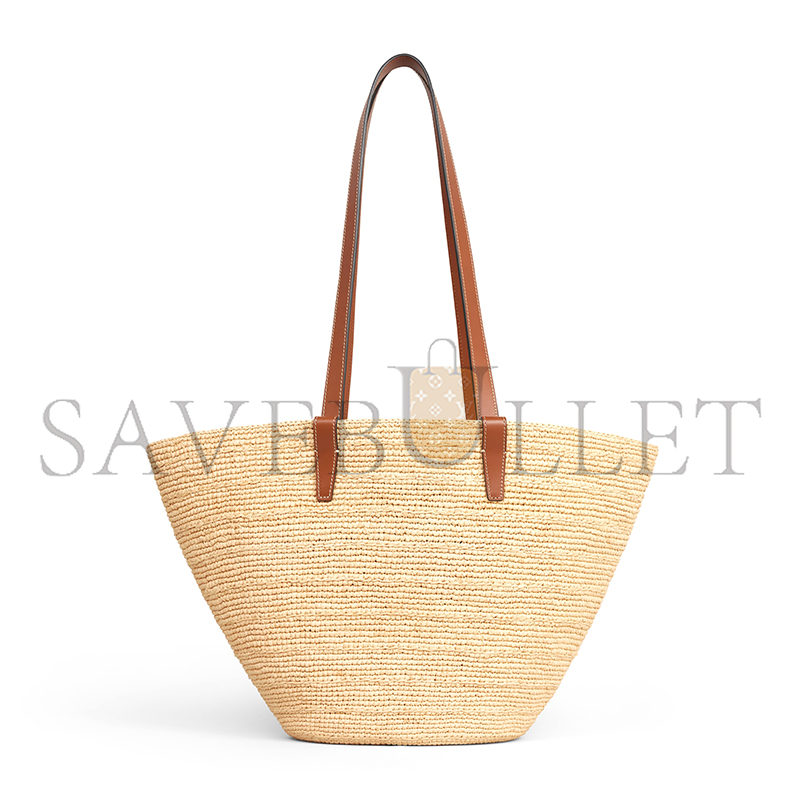 ce**e medium S*pple ce**e classic panier in raffia and calfskin 114342ff7.04lu (30*22*14cm)