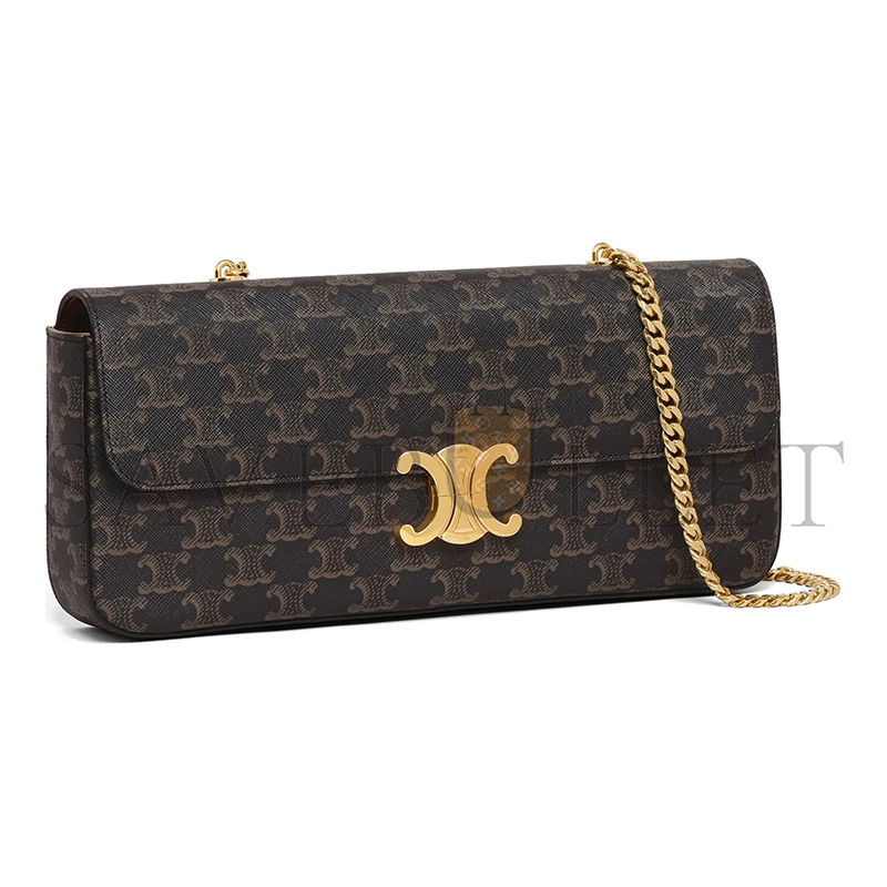 Ce**e chain shoulder bag in triomphe canvas canvas and lambskin 197412dqw.04lu (33*13*5cm)