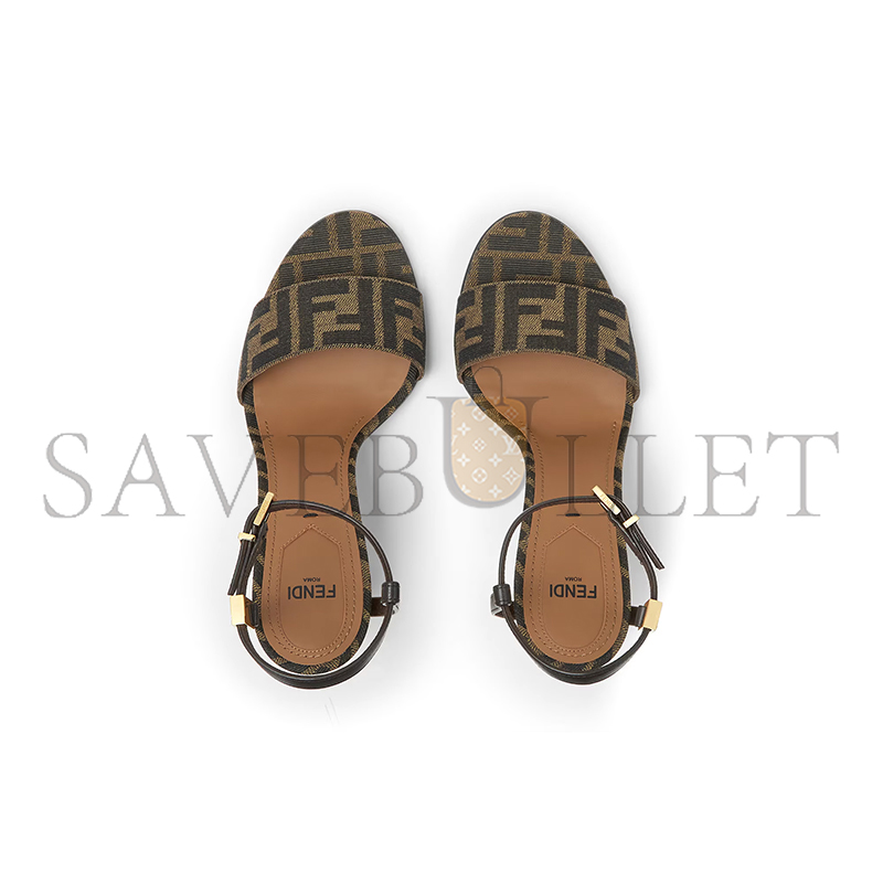 F**di delfina sandalo con tacco alto in tessuto marrone 8x8442ajzff1d1c