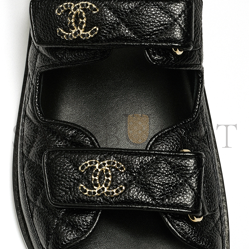 Ch*el sandals grained calfskin black g35927
