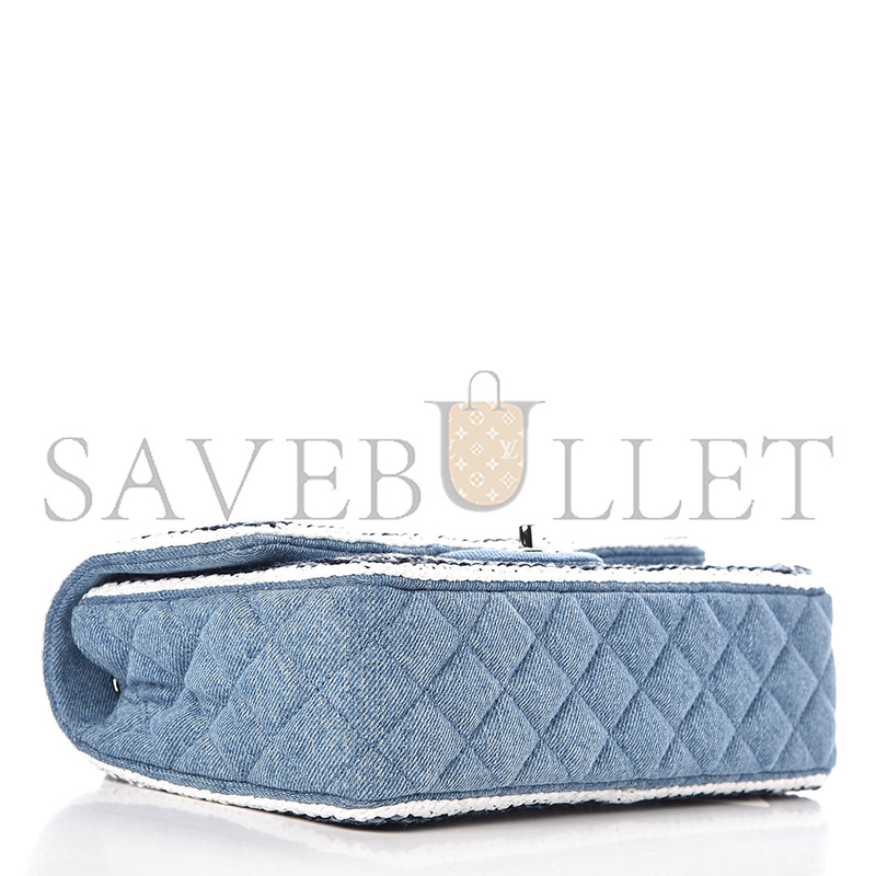 Ch*el denim braided medium flap bag light blue 362059 (25*15*7cm)