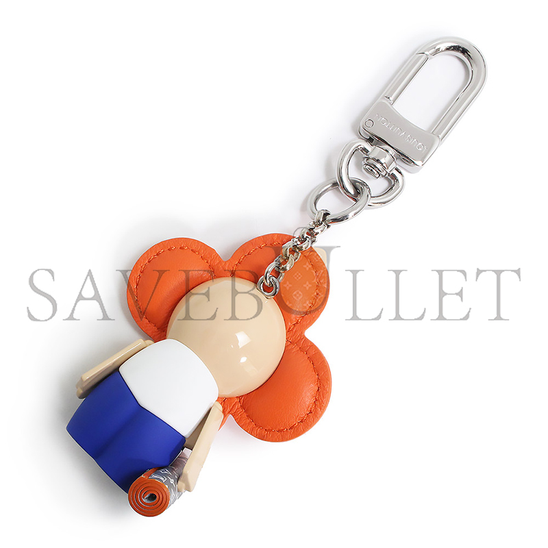 l0*is V*t0n bag charm vivienne gym key holder calfskin, orange & blue m01198