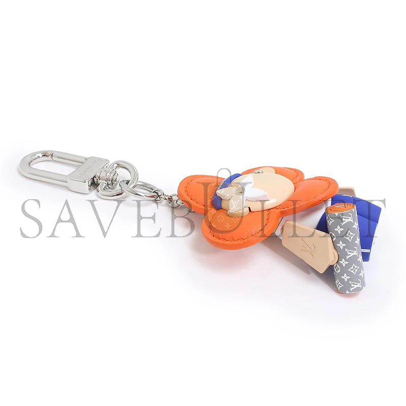 l0*is V*t0n bag charm vivienne gym key holder calfskin, orange & blue m01198