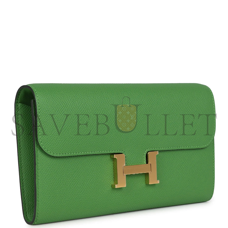 H**mes constance wallet to go vert yucca epsom gold hardware 436571 (20*11*4cm)