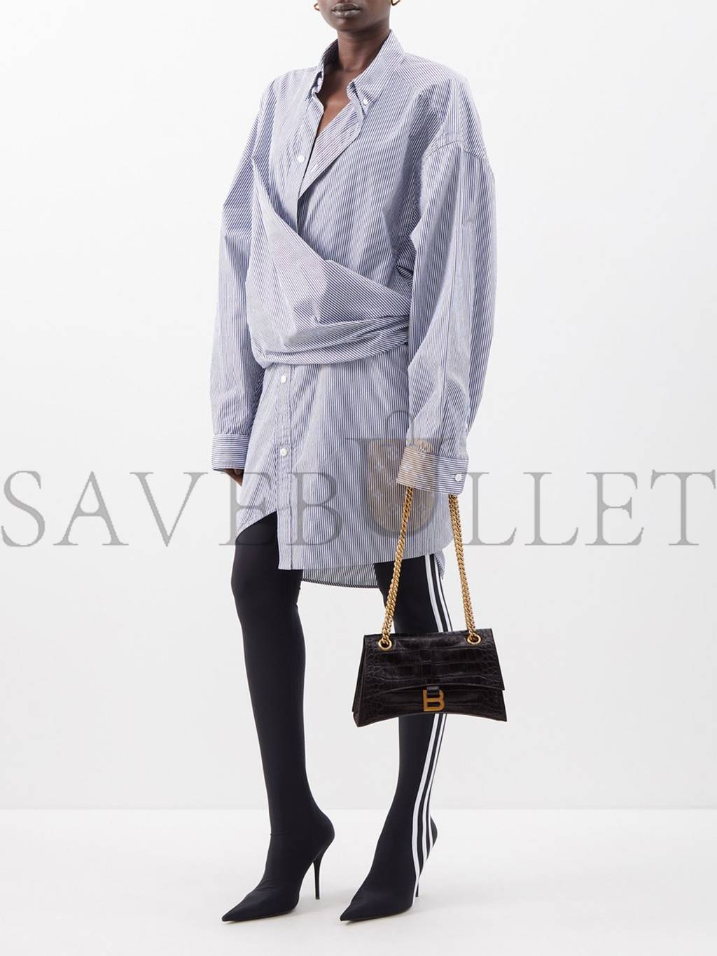 Ba*len*cia*ga black crush chain crocodile-effect leather shoulder bag matchesfashion us (25.5*16*6.4cm)