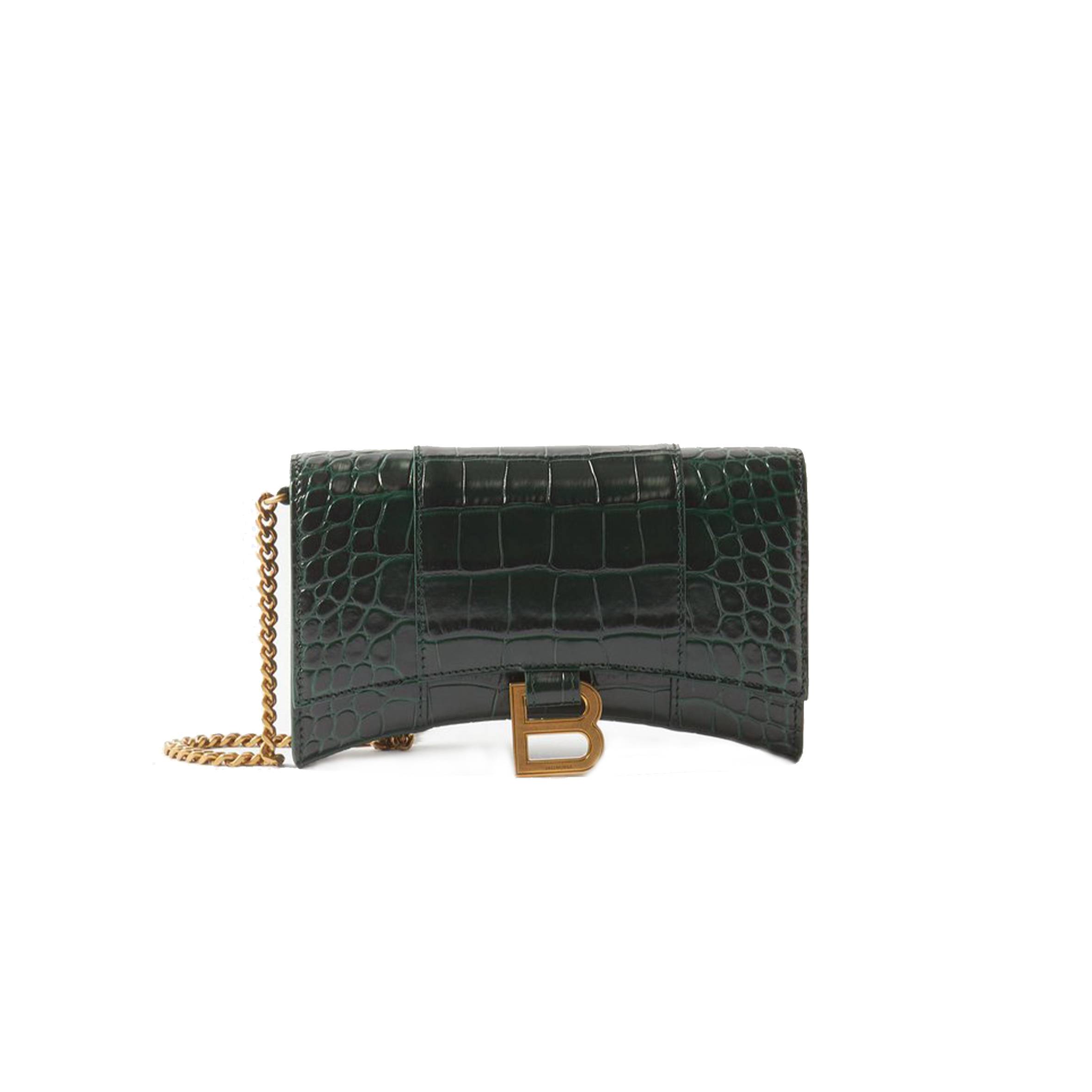 Ba*len*cia*ga green hourglass croc-effect leather cross-body bag matchesfashion us (19.8*12.1*5cm)