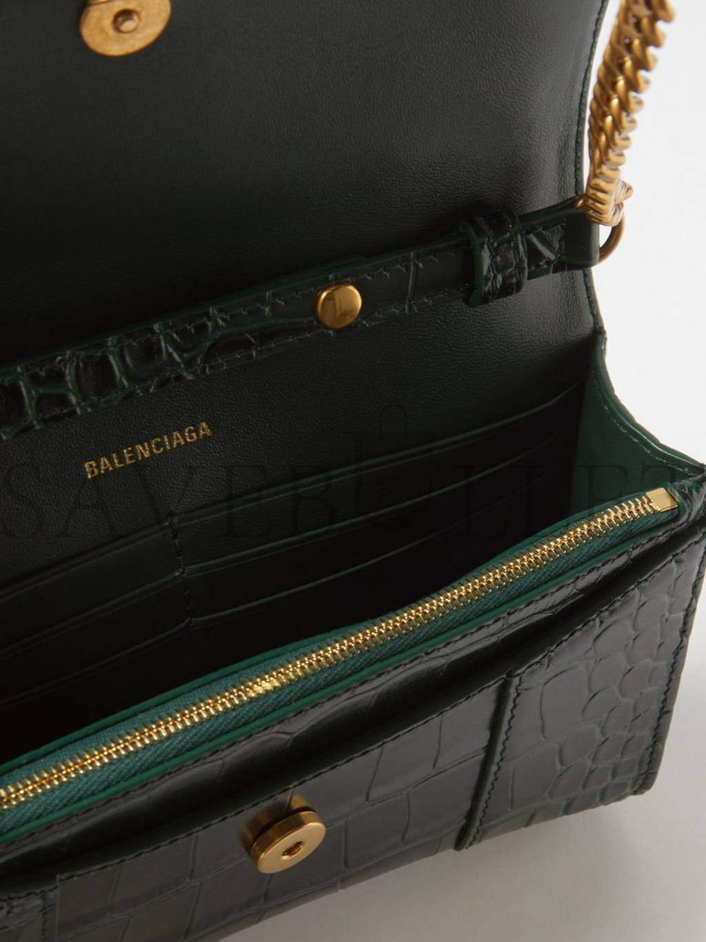 Ba*len*cia*ga green hourglass croc-effect leather cross-body bag matchesfashion us (19.8*12.1*5cm)