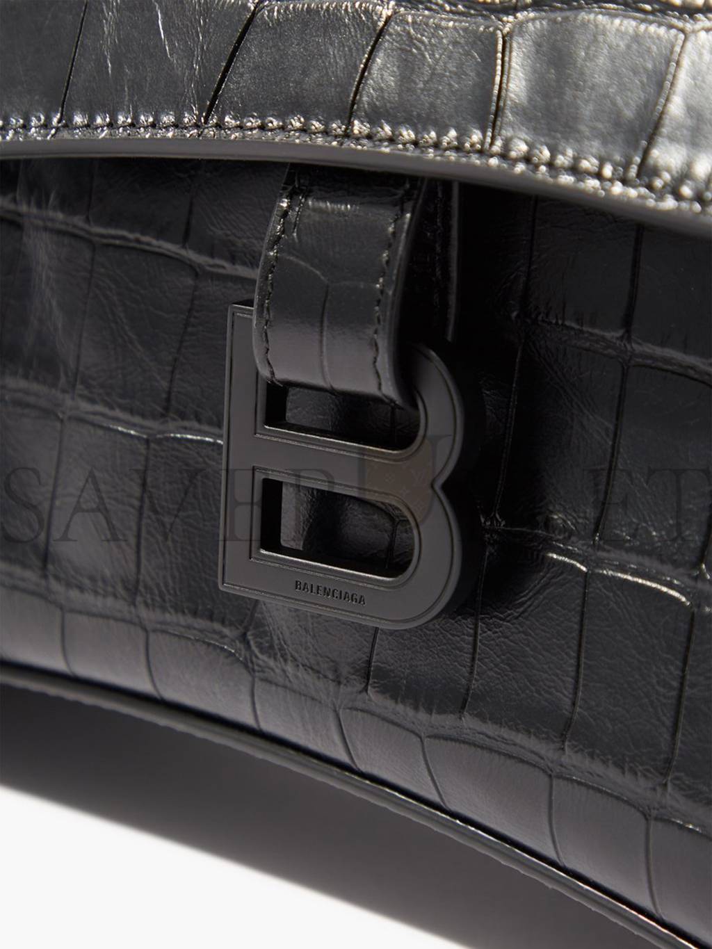 Ba*len*cia*ga black downtown crocodile-effect leather shoulder bag matchesfashion us (29*18*11cm)