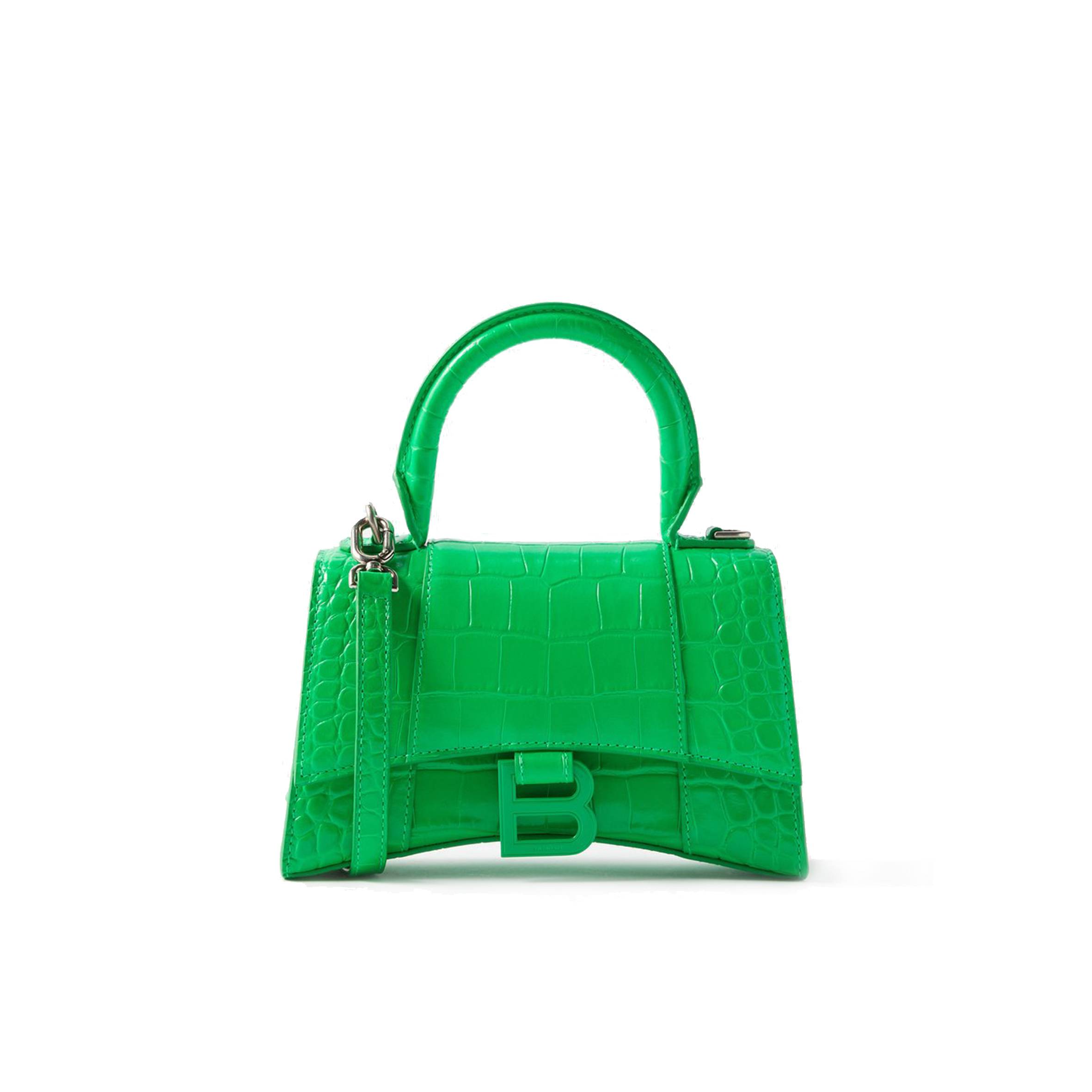 Ba*len*cia*ga green hourglass xs croc-effect leather cross-body bag matchesfashion us (19*12.1*7.6cm)