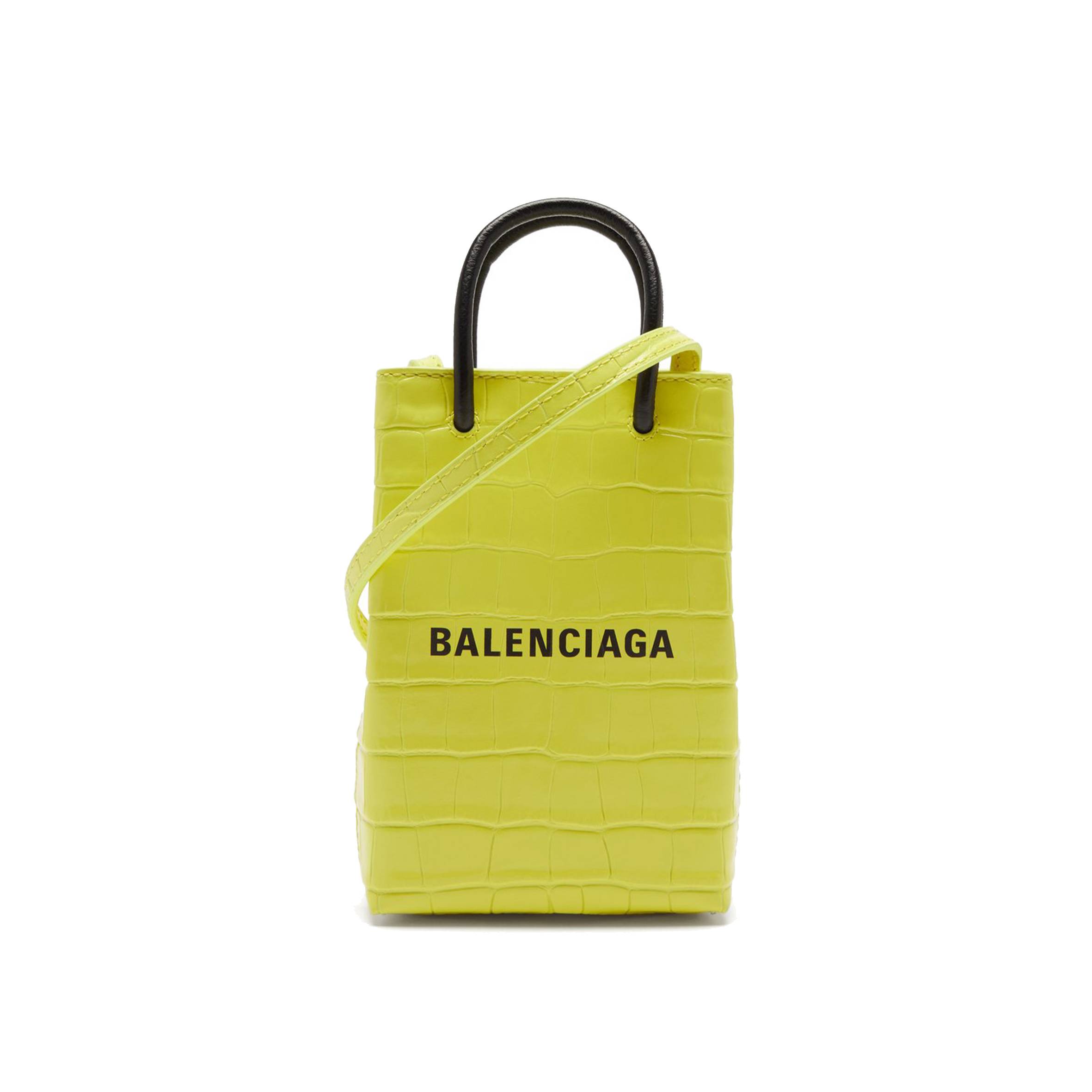 Ba*len*cia*ga yellow shopping mini croc-efffect leather cross-body bag matchesfashion us (18*12.4*4.8cm)