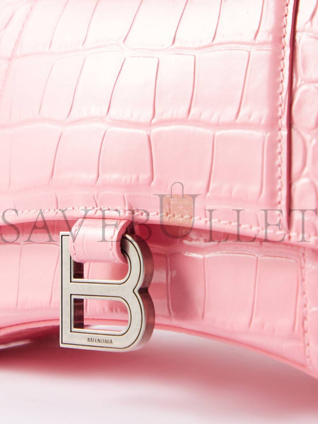 Ba*len*cia*ga pink hourglass s crocodile-effect leather bag matchesfashion us (22.5*14.5*10cm)