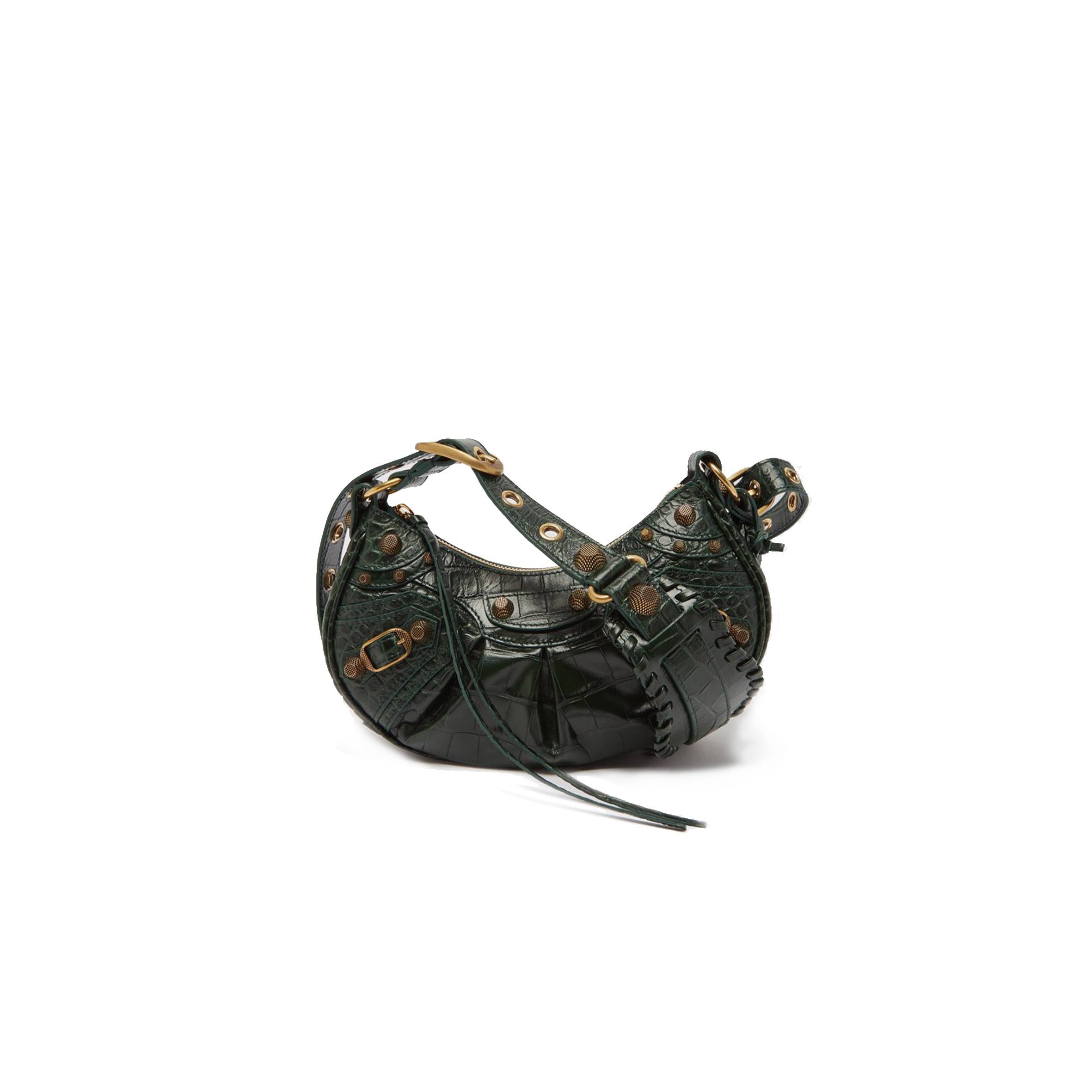 Ba*len*cia*ga green cagole xs croc-effect leather shoulder bag matchesfashion us (25.4*14*6cm)