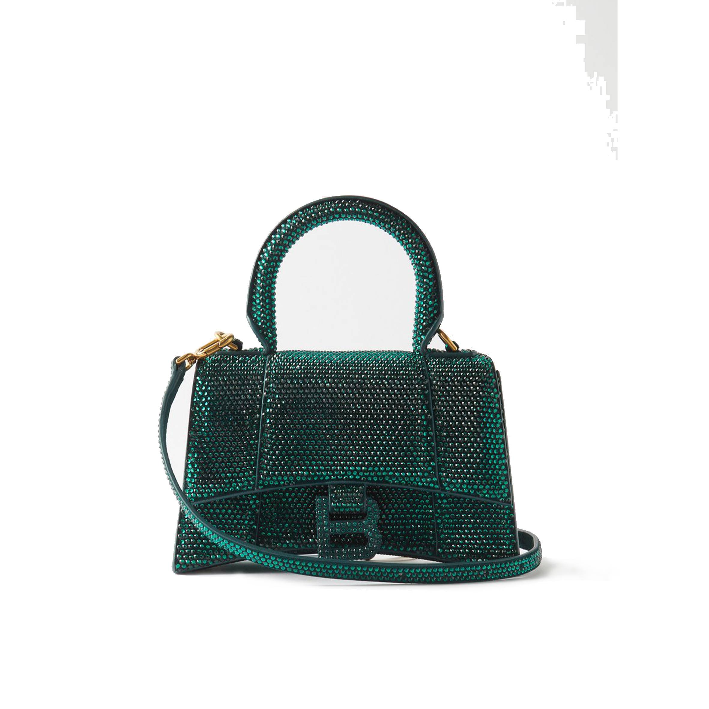 Ba*len*cia*ga green hourglass xs crystal-embellished cross-body bag matchesfashion us (19*12.1*7.6cm)