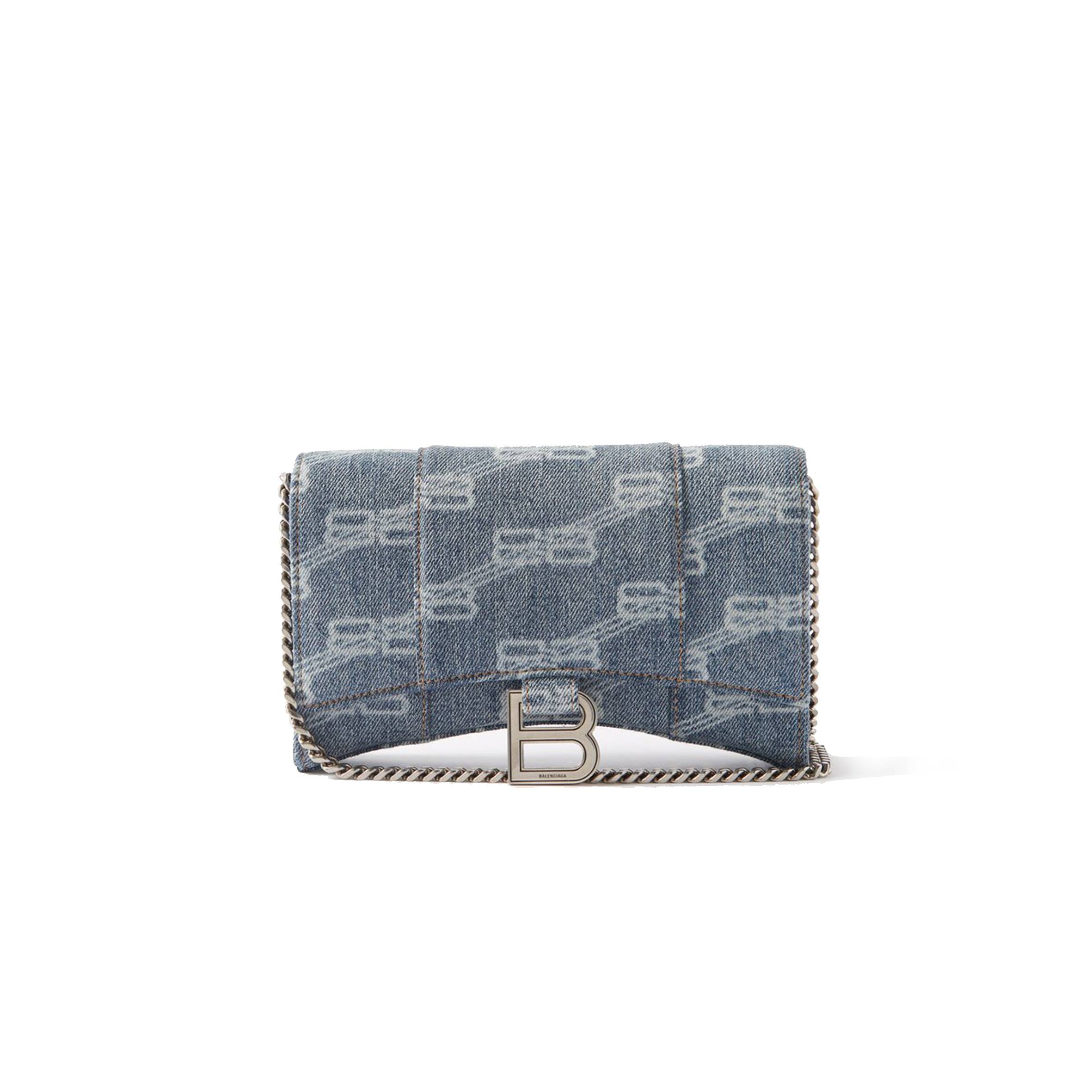 Ba*len*cia*ga blue hourglass logo-print denim cross-body bag matchesfashion us (19.5*12*4cm)