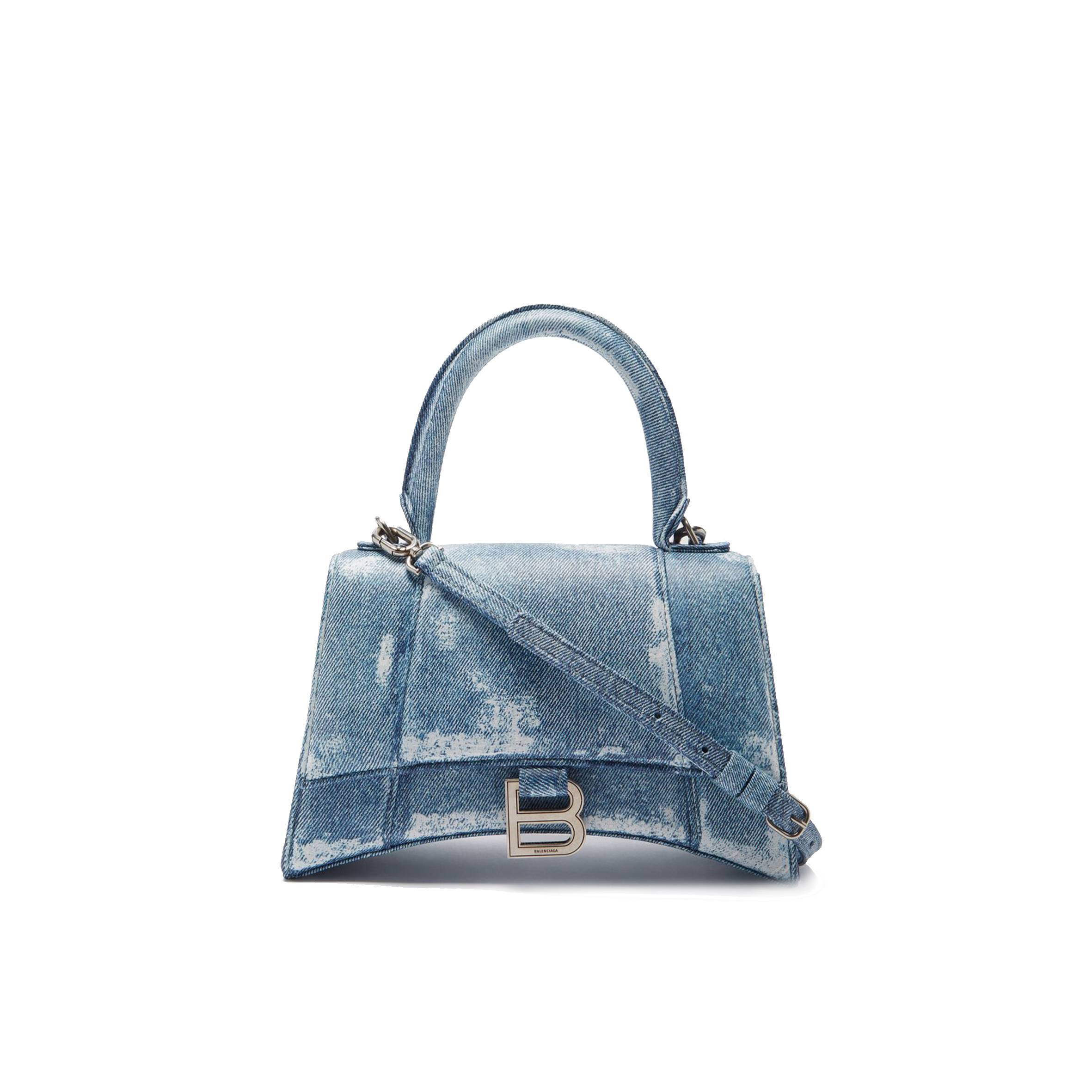 Ba*len*cia*ga blue hourglass denim-print leather bag matchesfashion us (26.1*14*10.6cm)
