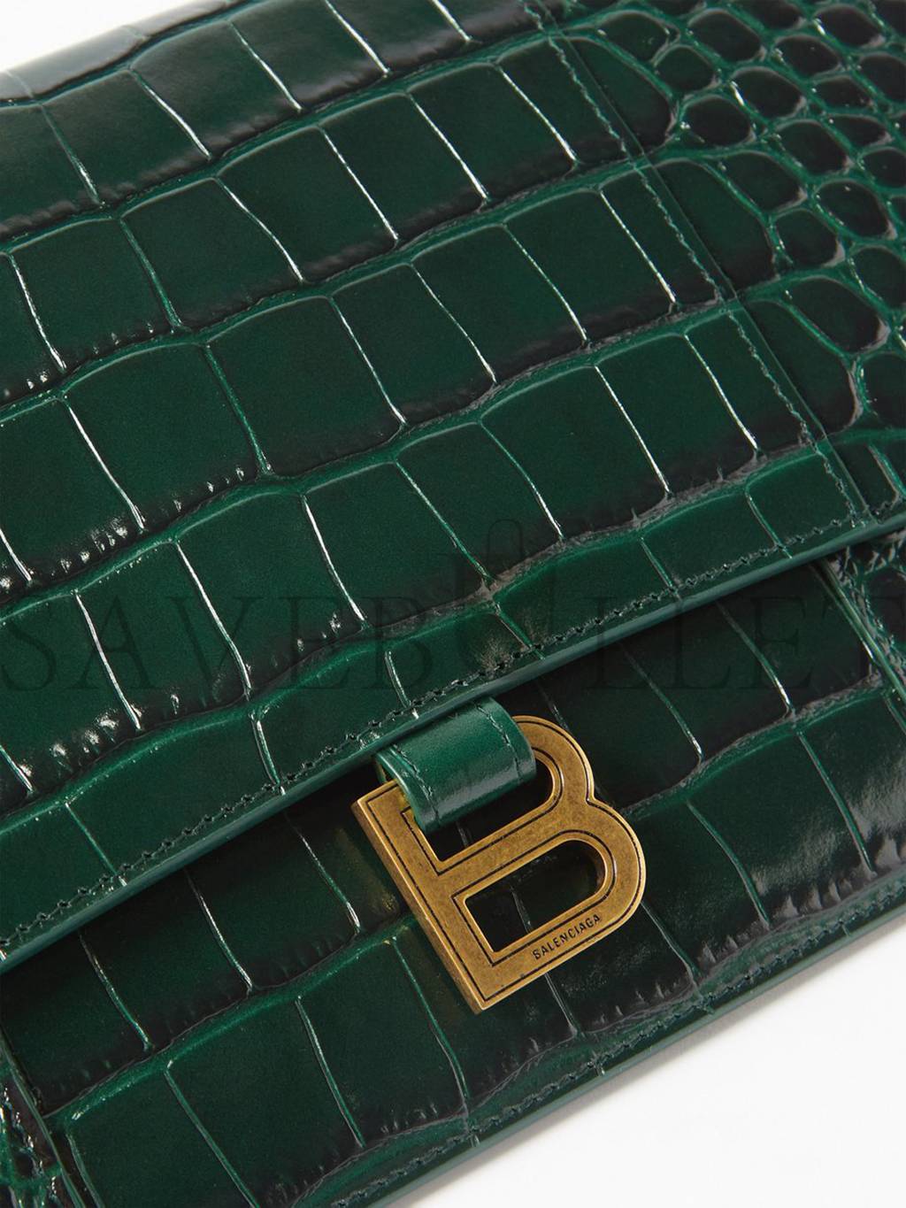 Ba*len*cia*ga green hourglass croc-embossed leather pouch matchesfashion us (27*16cm)
