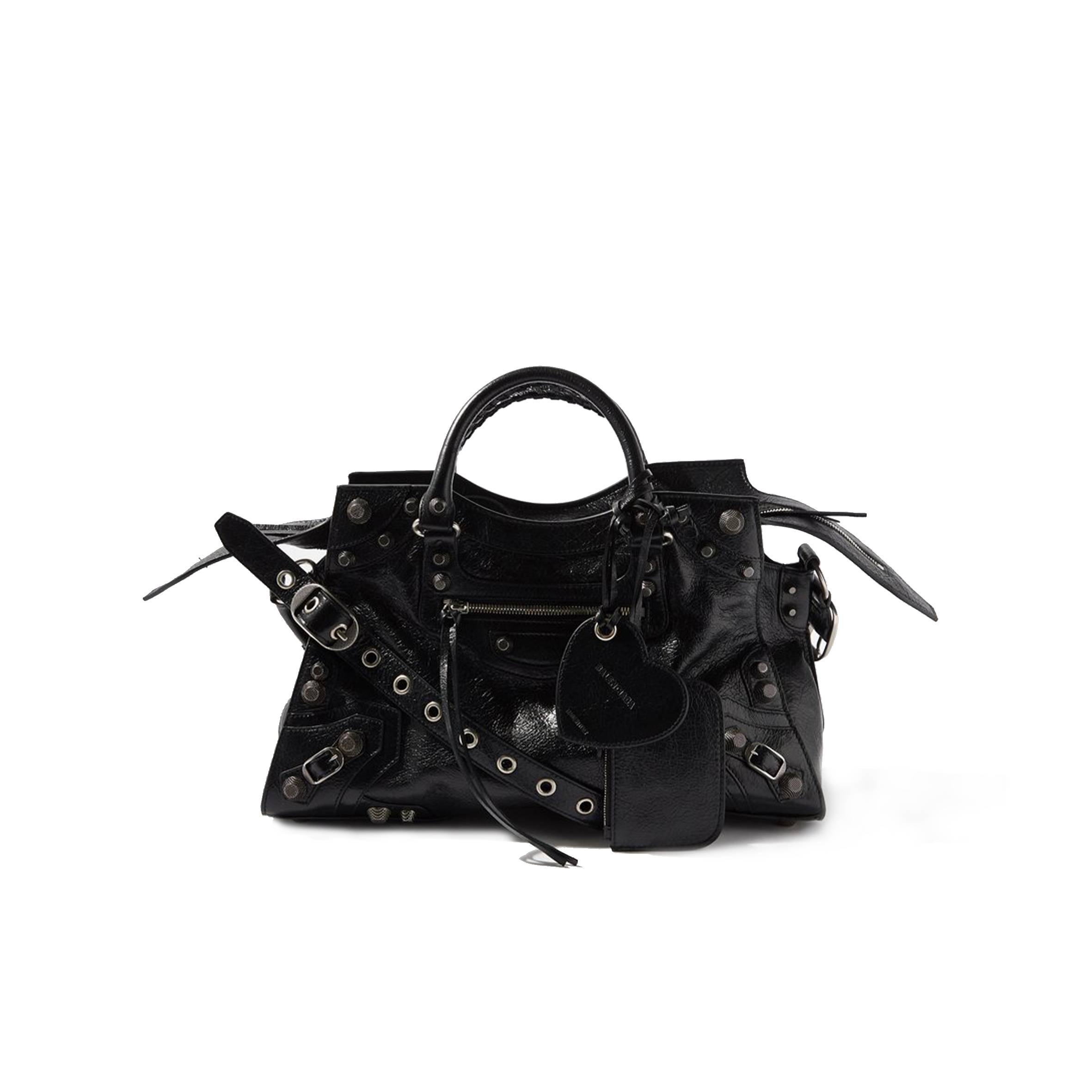 Ba*len*cia*ga black neo cagole city grained-leather shoulder bag matchesfashion us (38*23*16cm)