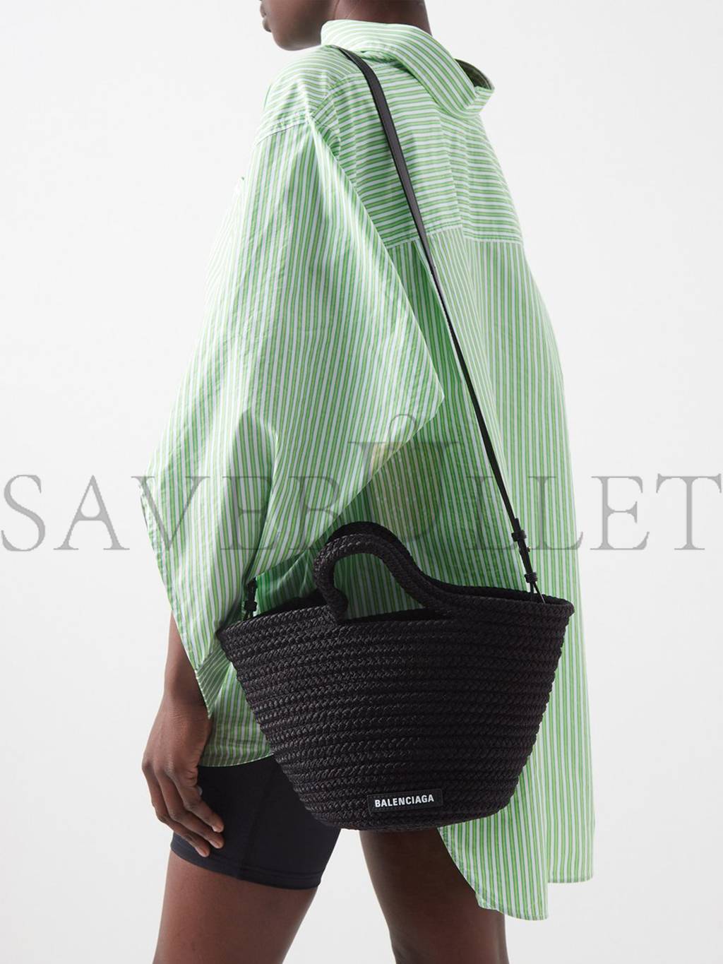 Ba*len*cia*ga black ibiza woven basket bag matchesfashion us (30.4*19.8*15.2cm)