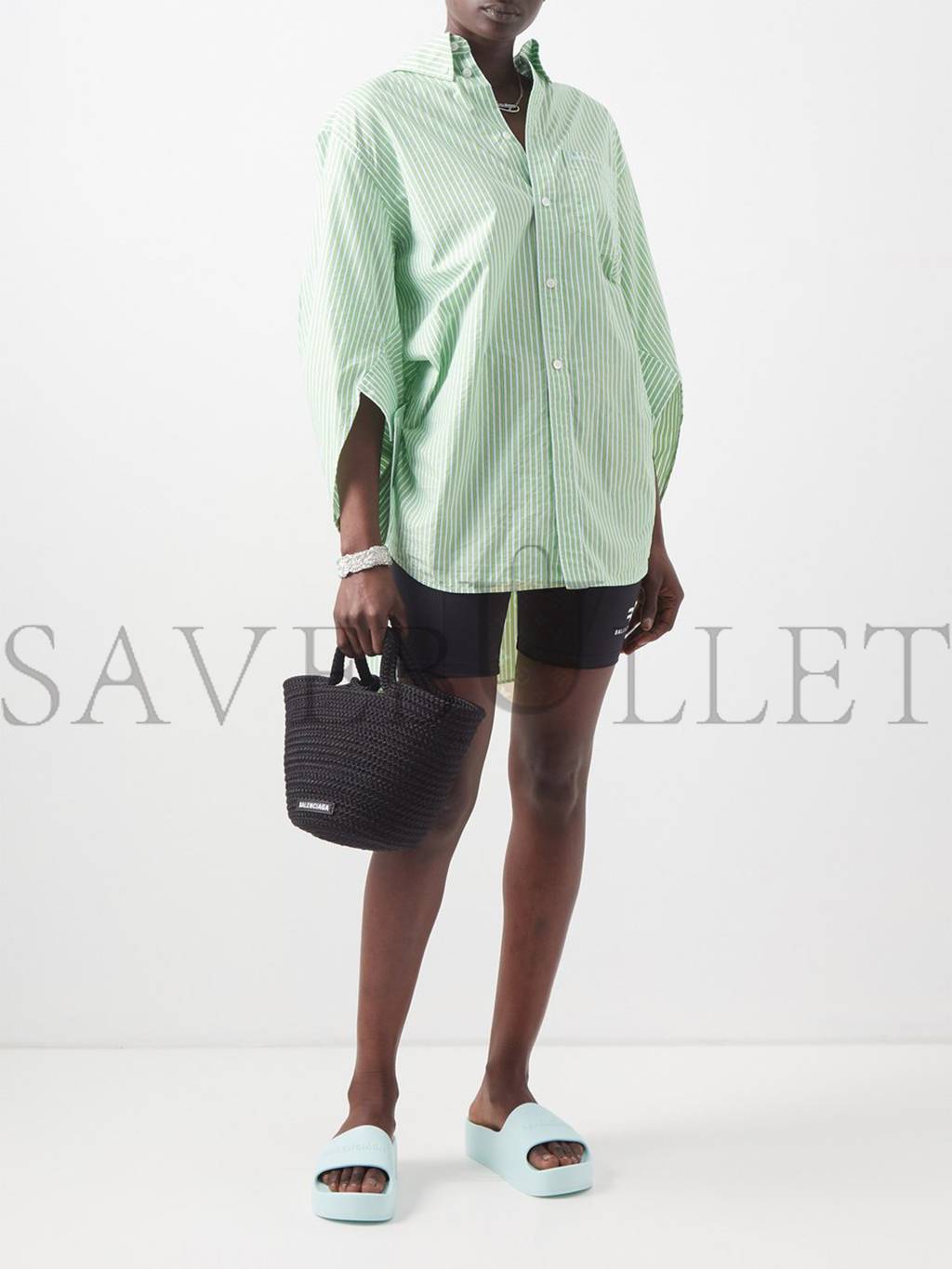 Ba*len*cia*ga black ibiza woven basket bag matchesfashion us (30.4*19.8*15.2cm)