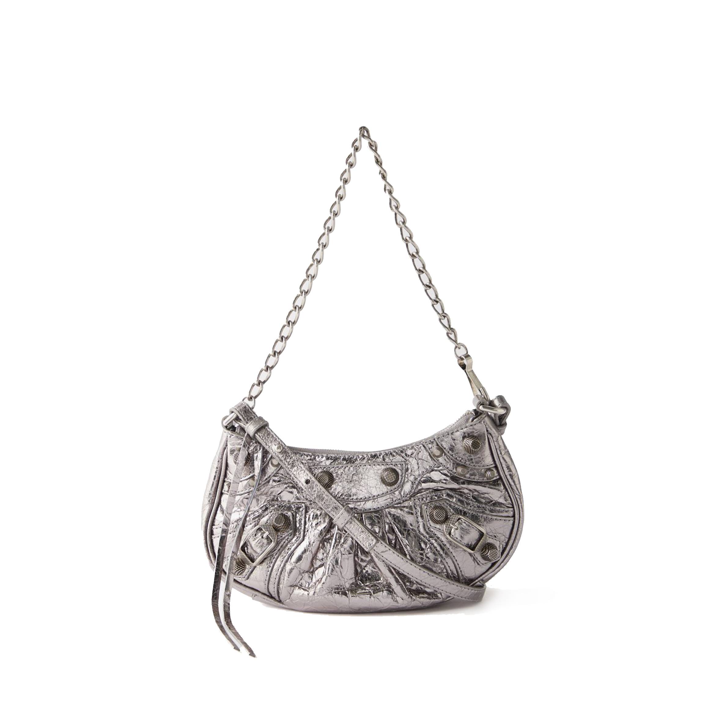 Ba*len*cia*ga silver cagole mini leather shoulder bag matchesfashion us (20*10*3.8cm)