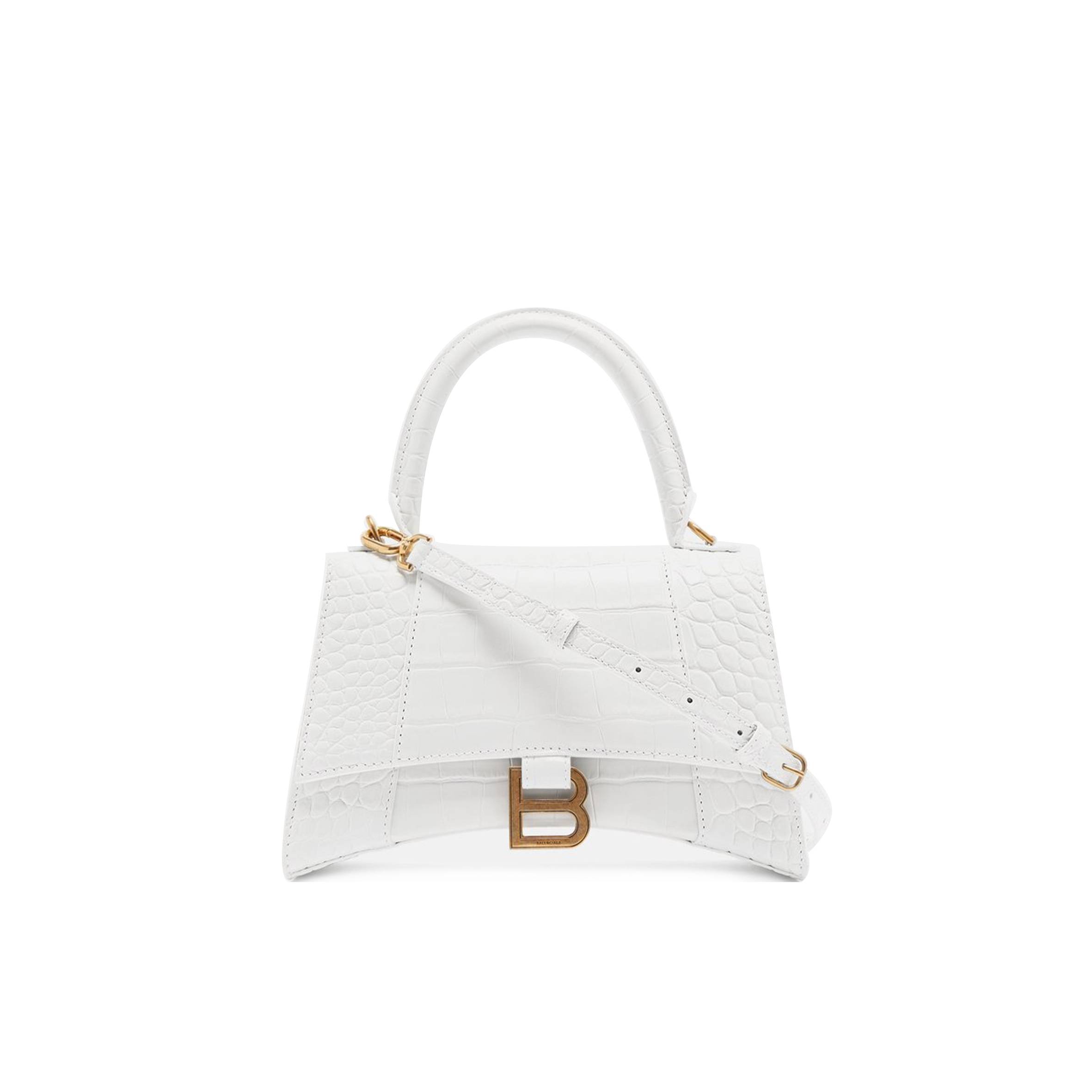 Ba*len*cia*ga white hourglass s crocodile-effect leather bag matchesfashion us (22.5*15*10cm)