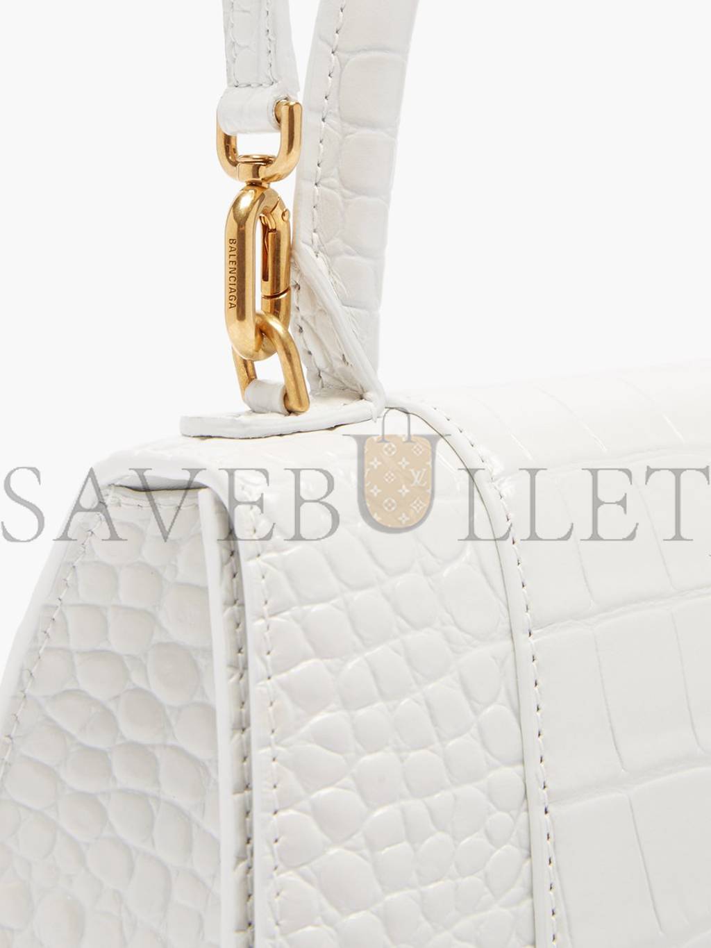 Ba*len*cia*ga white hourglass s crocodile-effect leather bag matchesfashion us (22.5*15*10cm)