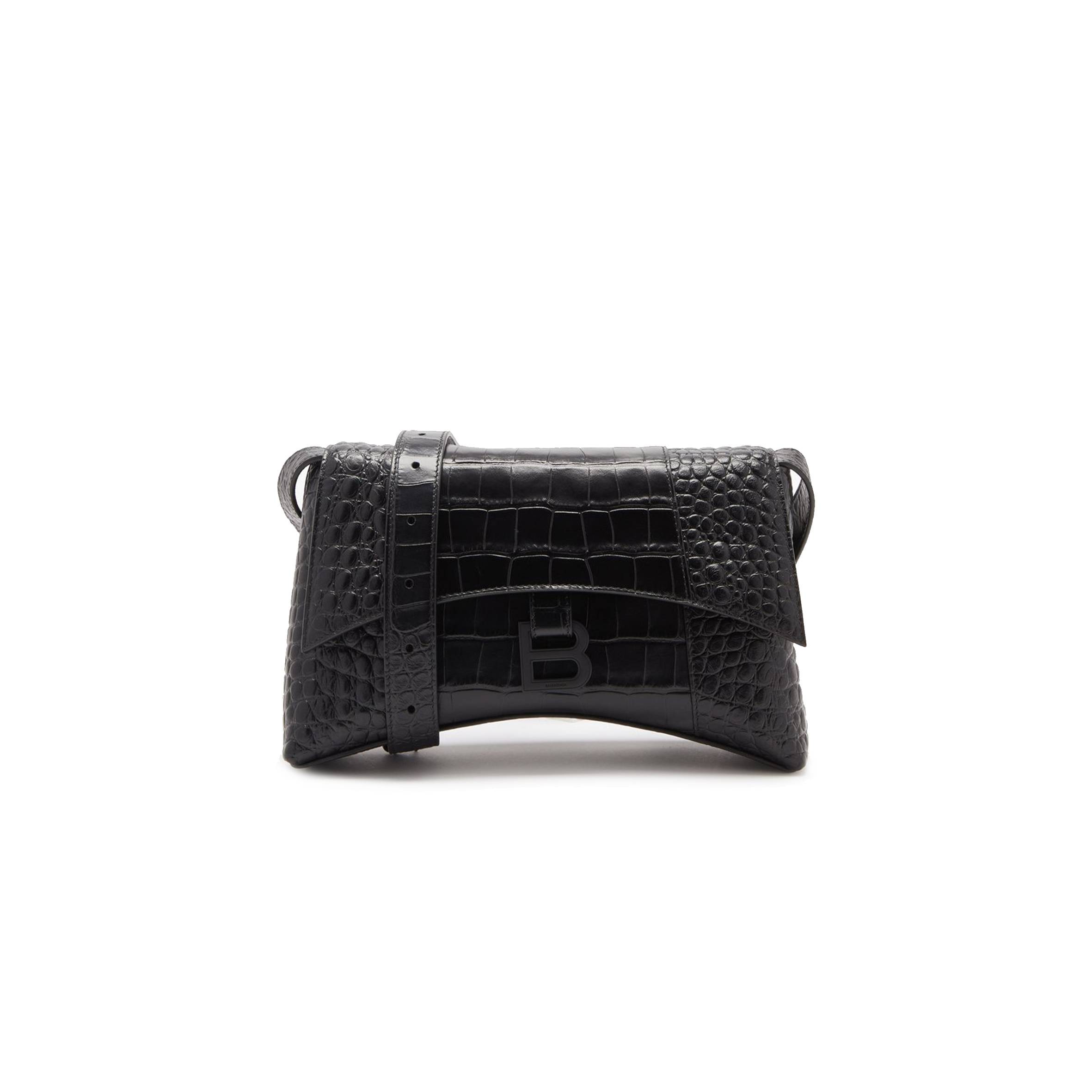 Ba*len*cia*ga black downtown xs crocodile-effect leather bag matchesfashion us (25.4*15*6cm)