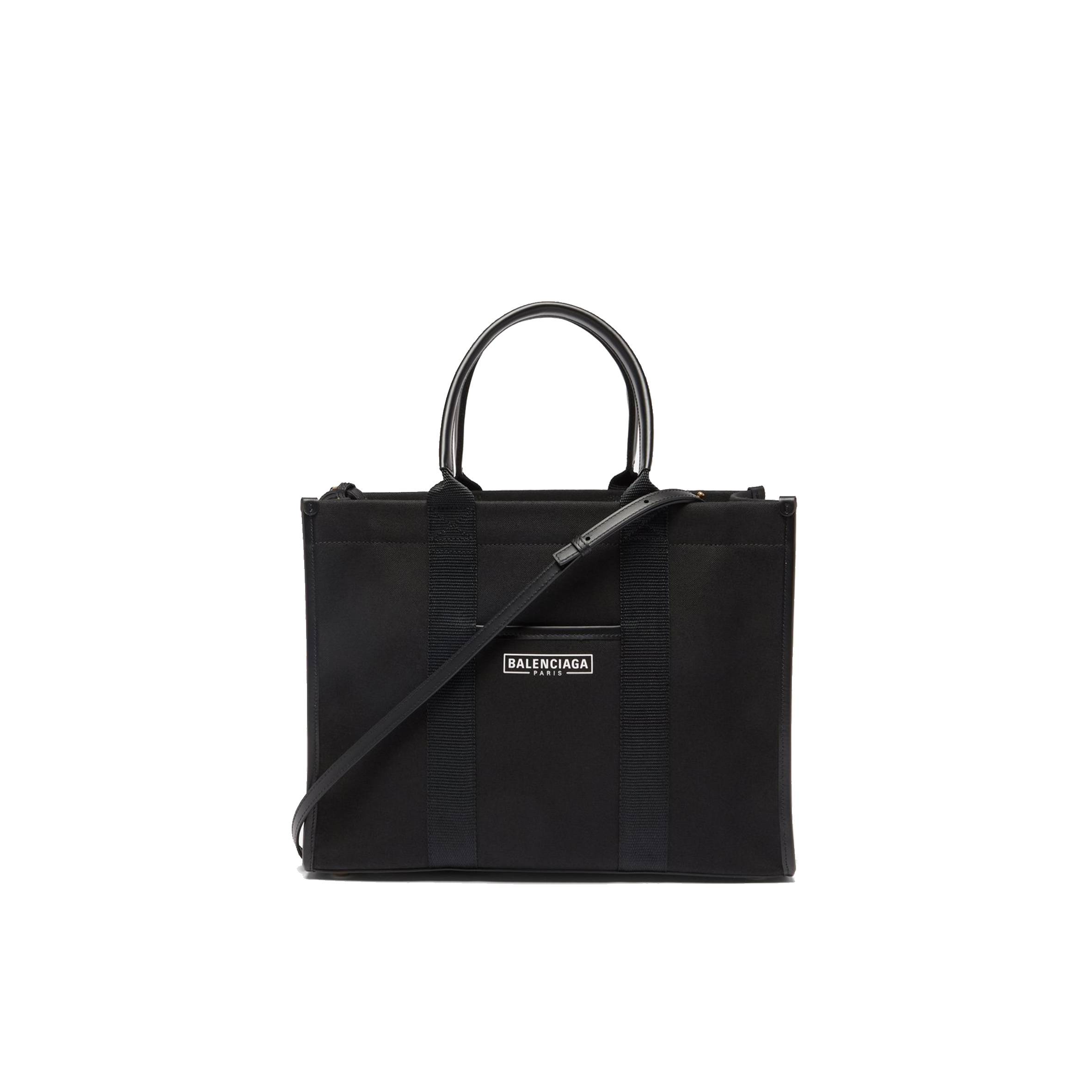 Ba*len*cia*ga black neo navy m leather-trimmed canvas tote bag matchesfashion us (34.5*25.9*12.9cm)