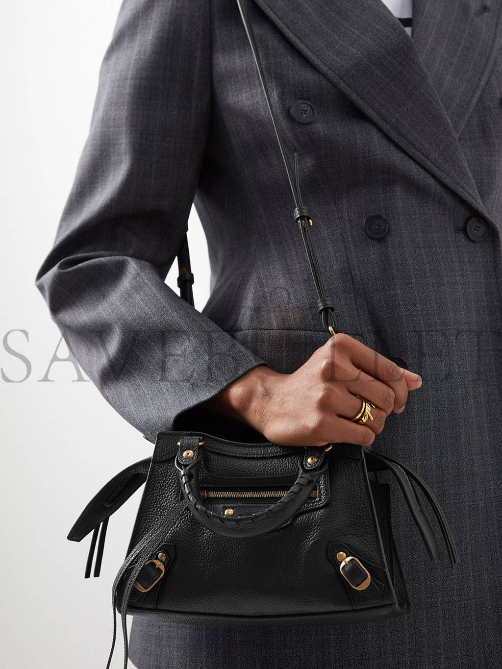 Ba*len*cia*ga black neo classic mini studded leather bag matchesfashion us (38.1*28*14cm)