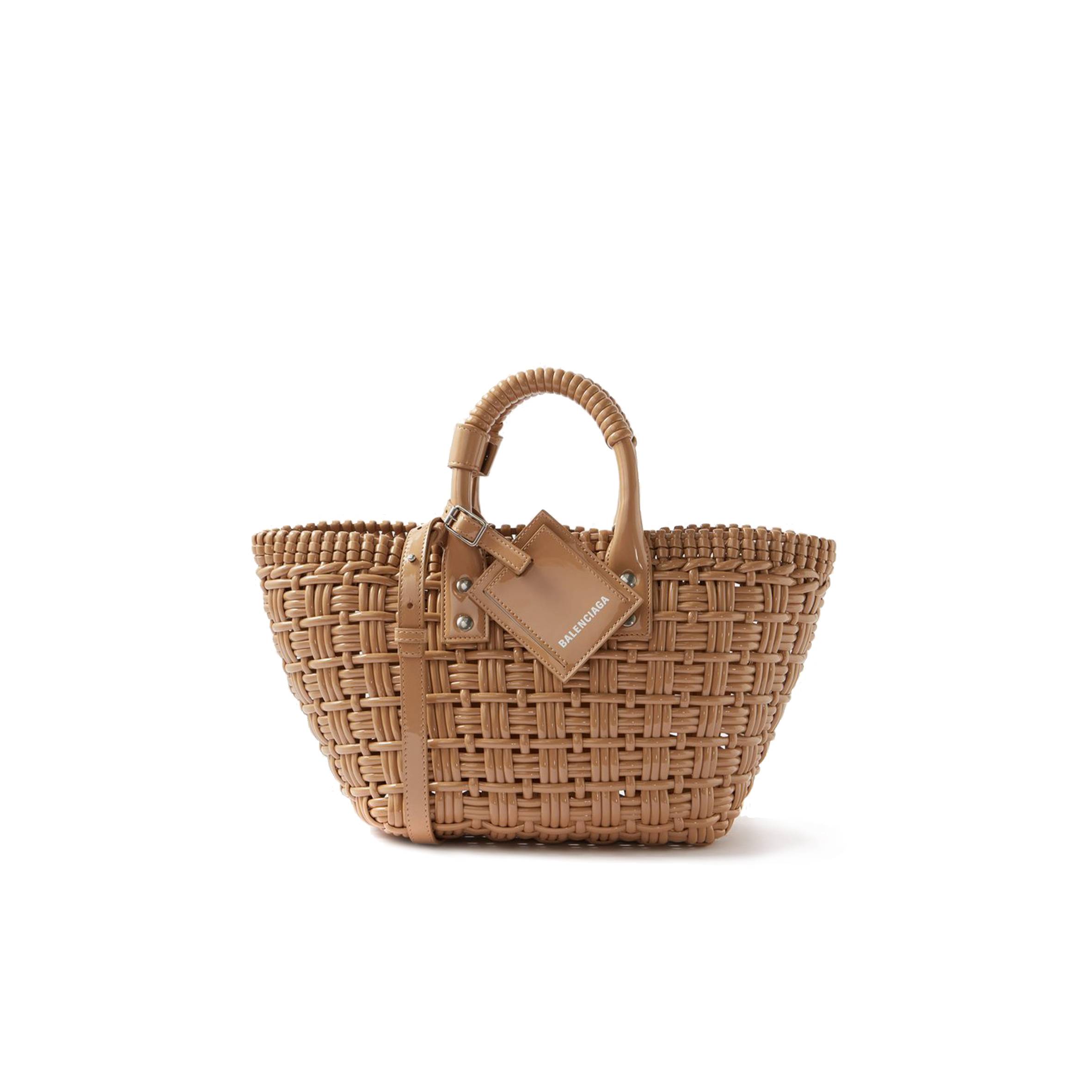 Ba*len*cia*ga beige bistro xs woven faux-leather basket bag matchesfashion us (35.5*21*11cm)