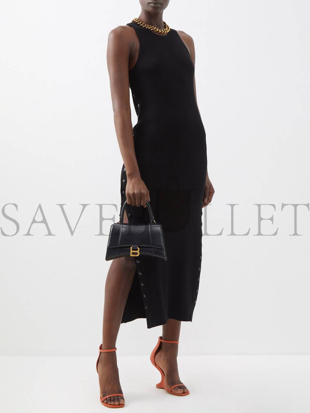 Ba*len*cia*ga black hourglass small leather bag matchesfashion us (22.6*14.9*10.1cm)