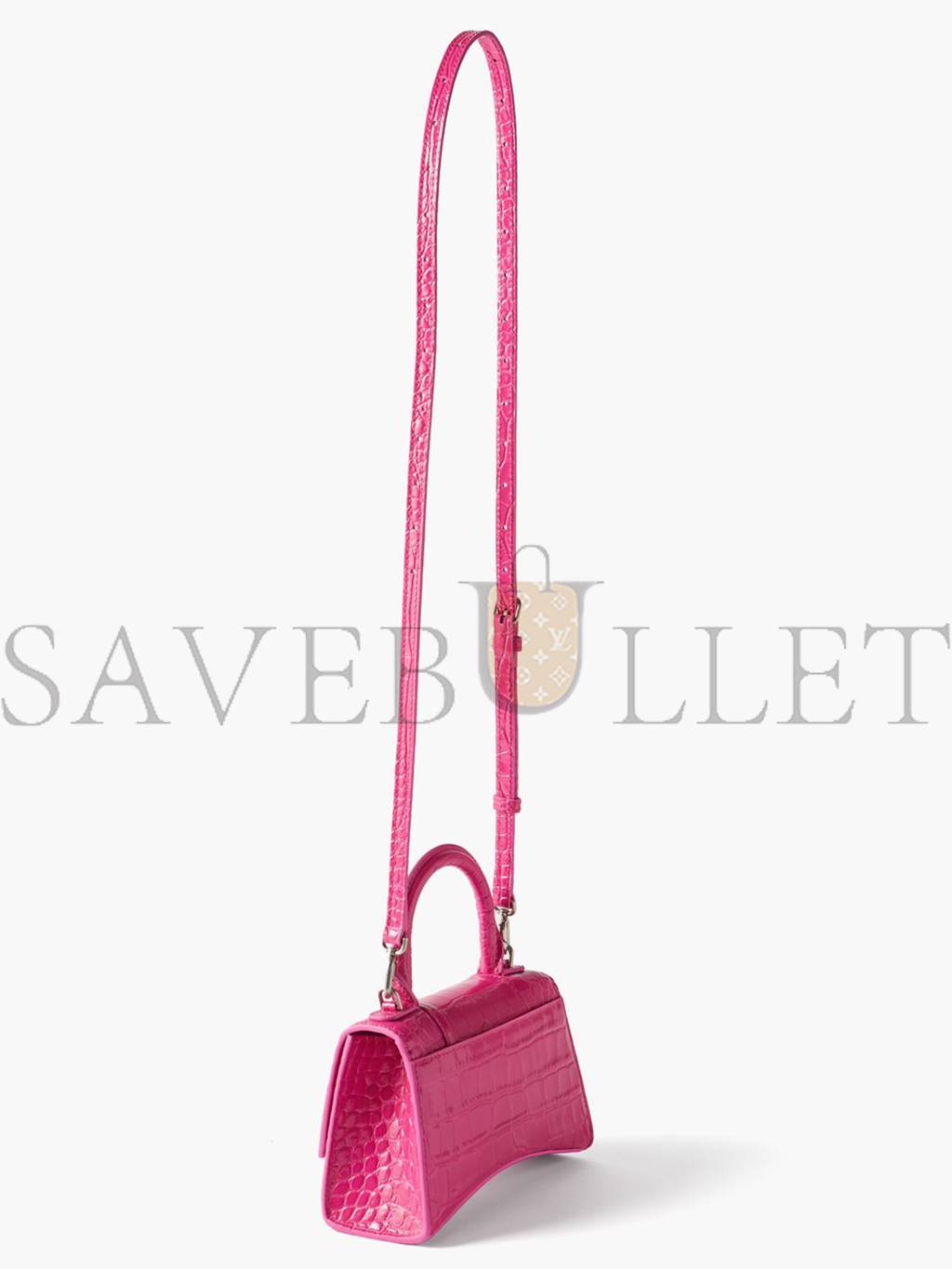 Ba*len*cia*ga pink hourglass xs crocodile-effect leather bag matchesfashion us (19.5*12*5cm)