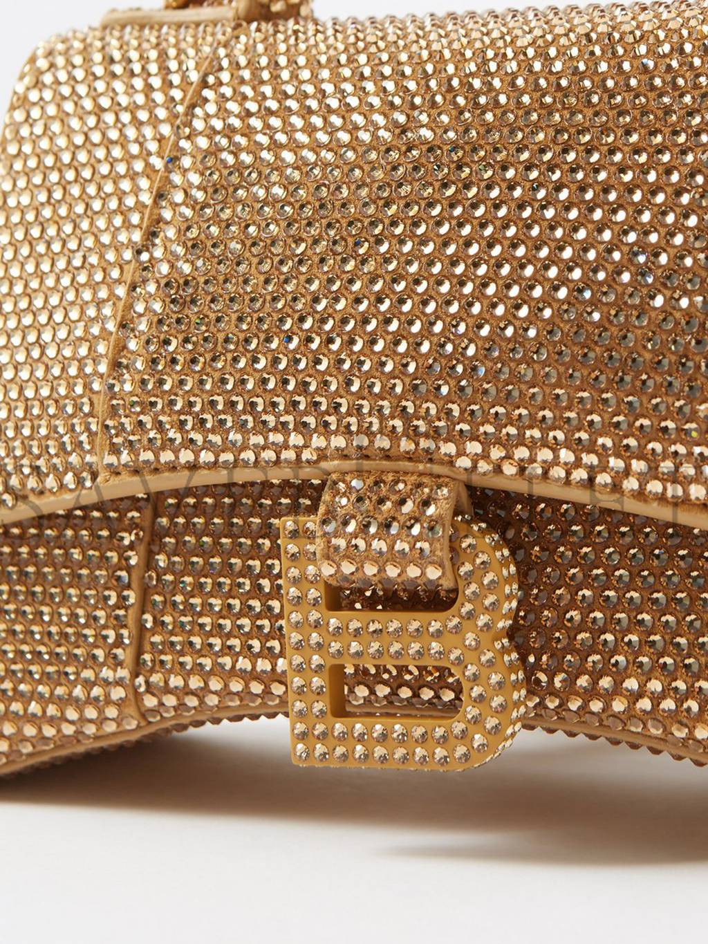 Ba*len*cia*ga gold hourglass xs crystal-embellished handbag matchesfashion us (19*12.1*7.6cm)