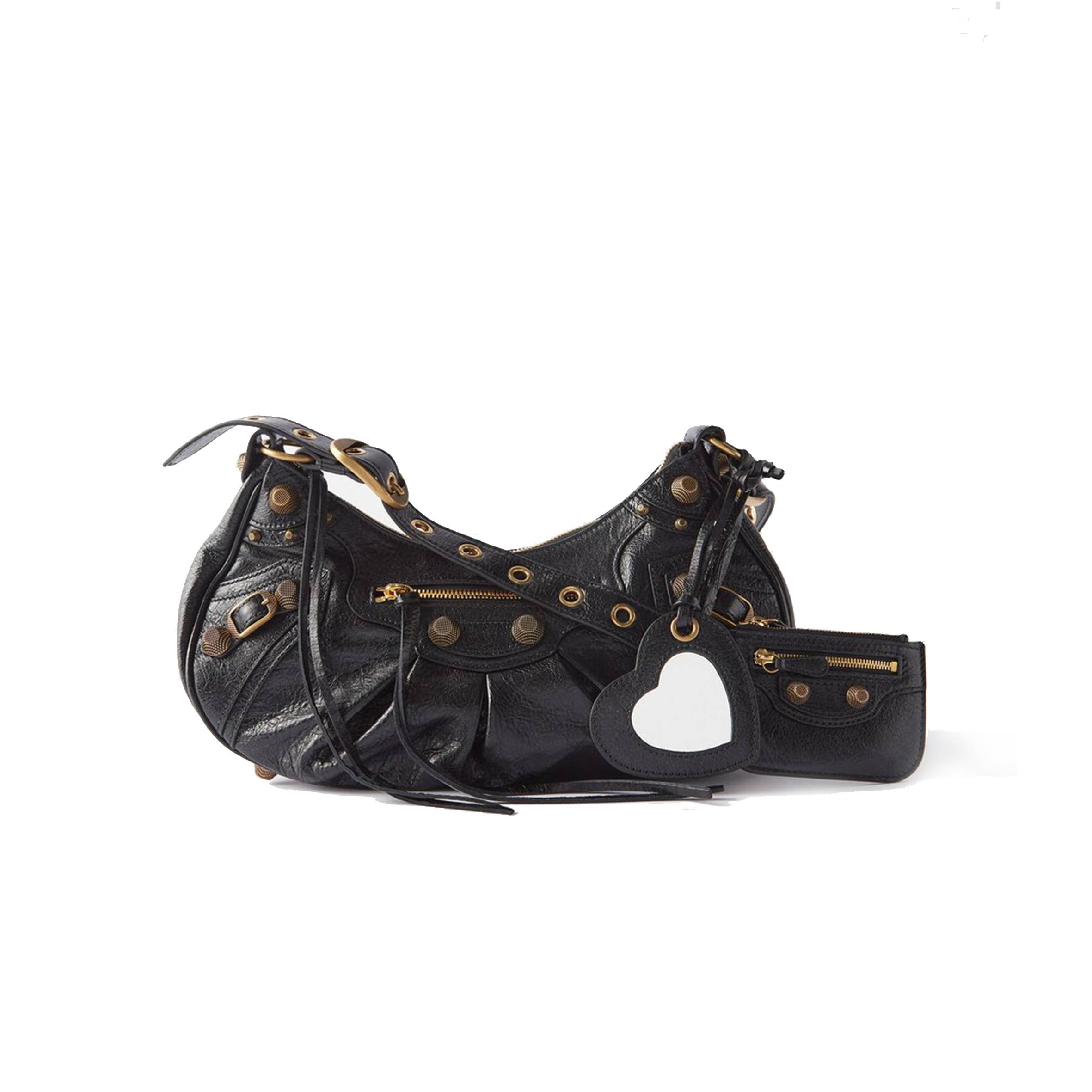 Ba*len*cia*ga black le cagole s crackled-leather shoulder bag matchesfashion us (34.2*19*8.3cm)