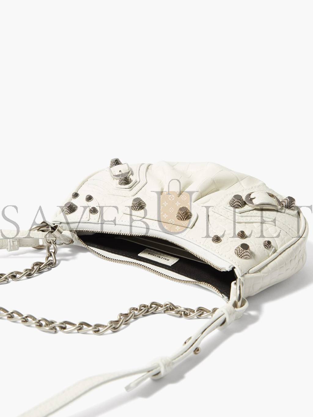 Ba*len*cia*ga white le cagole xs studded leather shoulder bag matchesfashion us (25.6*11.4*7.3cm)