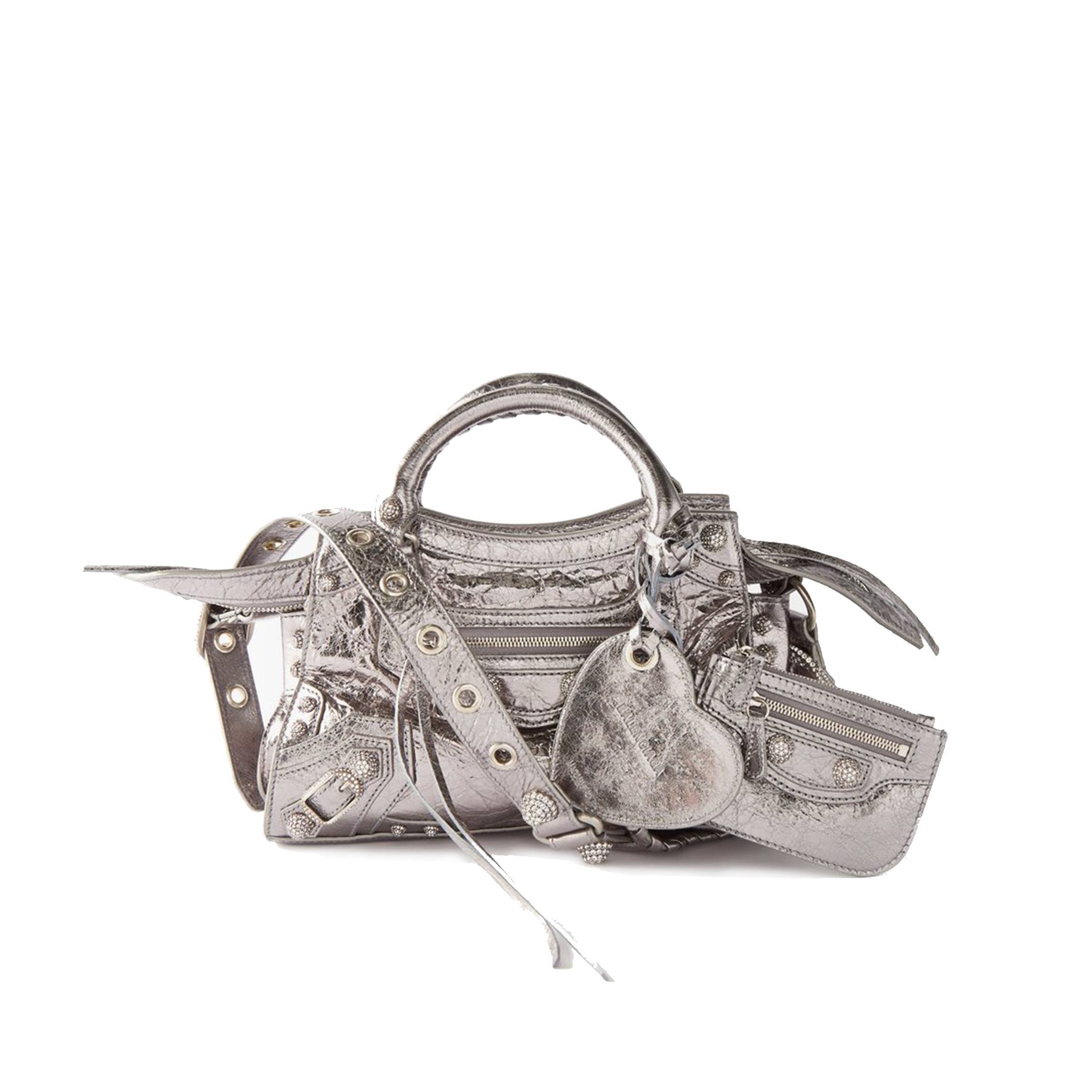 Ba*len*cia*ga silver neo cagole city xs leather bag matchesfashion us (25.6*17*11.1cm)