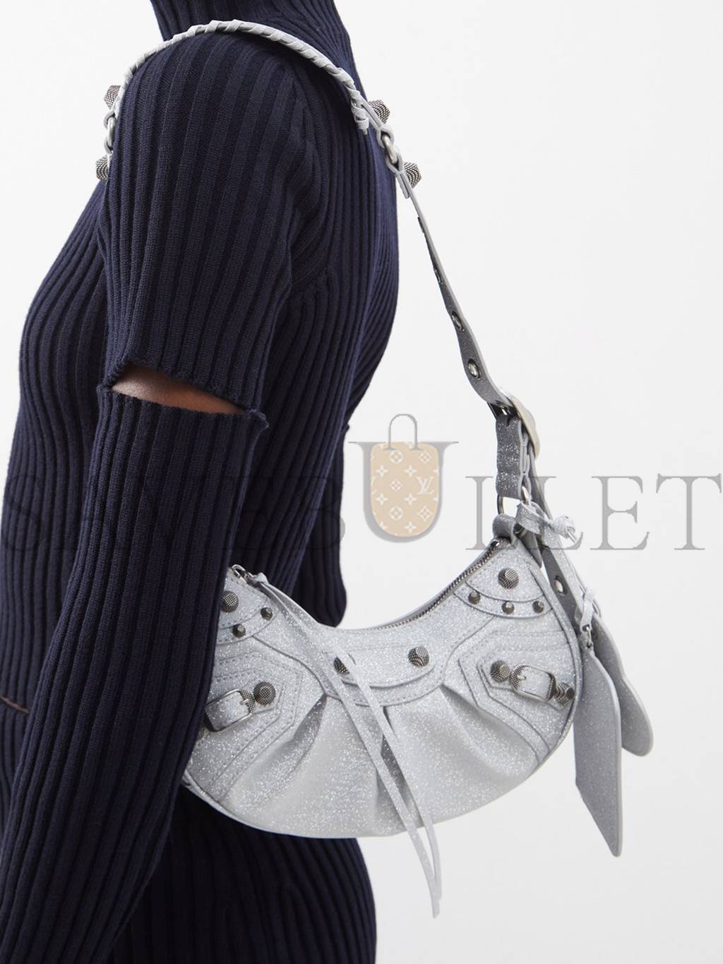 Ba*len*cia*ga silver le cagole xs metallic-canvas shoulder bag matchesfashion us (25.4*12.7*7.3cm)