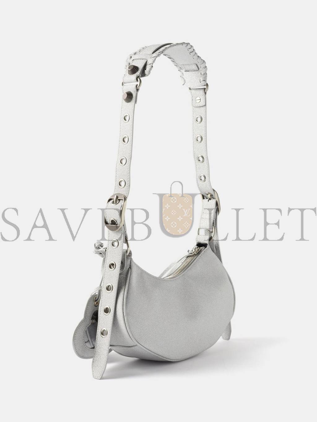 Ba*len*cia*ga silver le cagole xs metallic-canvas shoulder bag matchesfashion us (25.4*12.7*7.3cm)