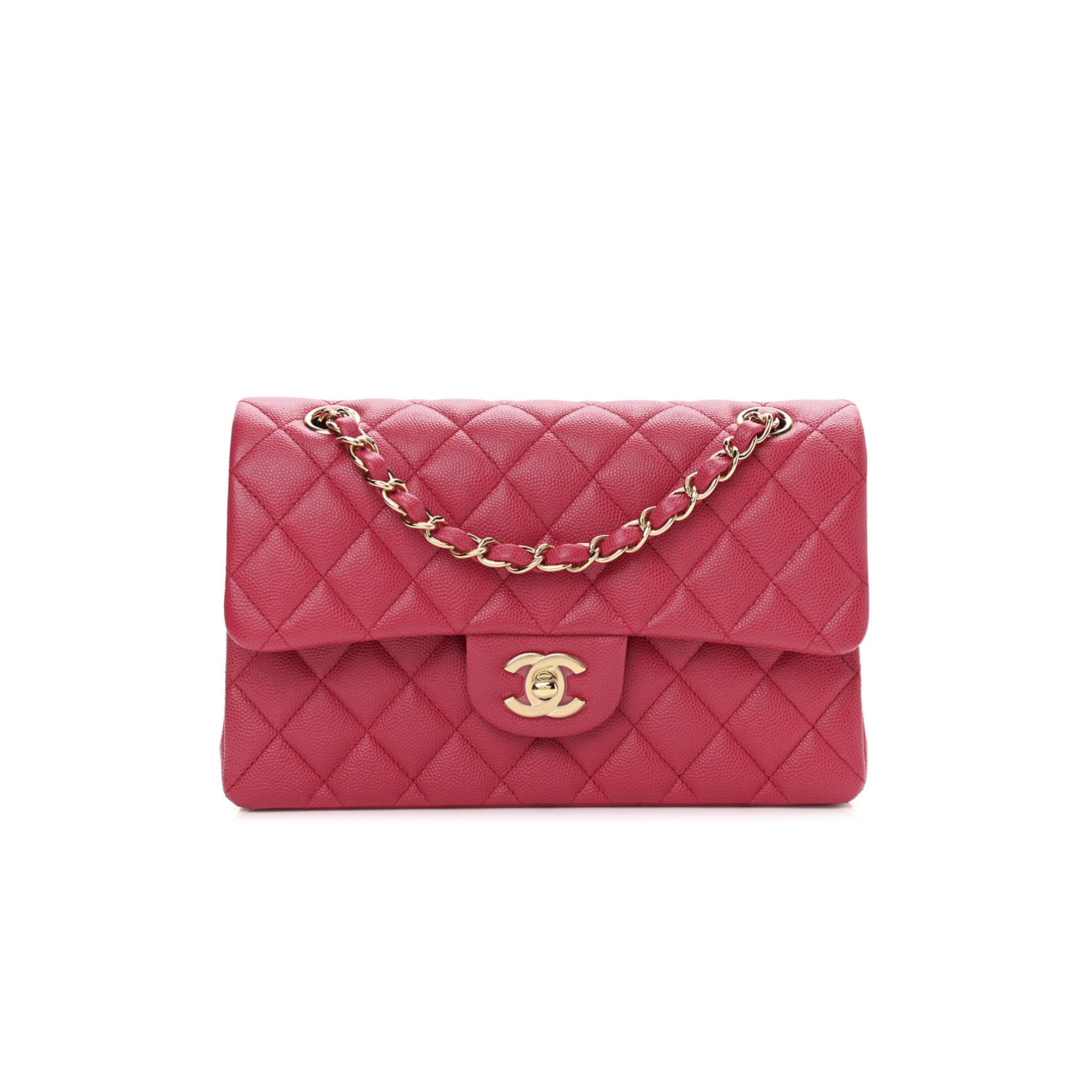 Ch*el caviar quilted small double flap dark pink gold hardware (23*13*6cm)