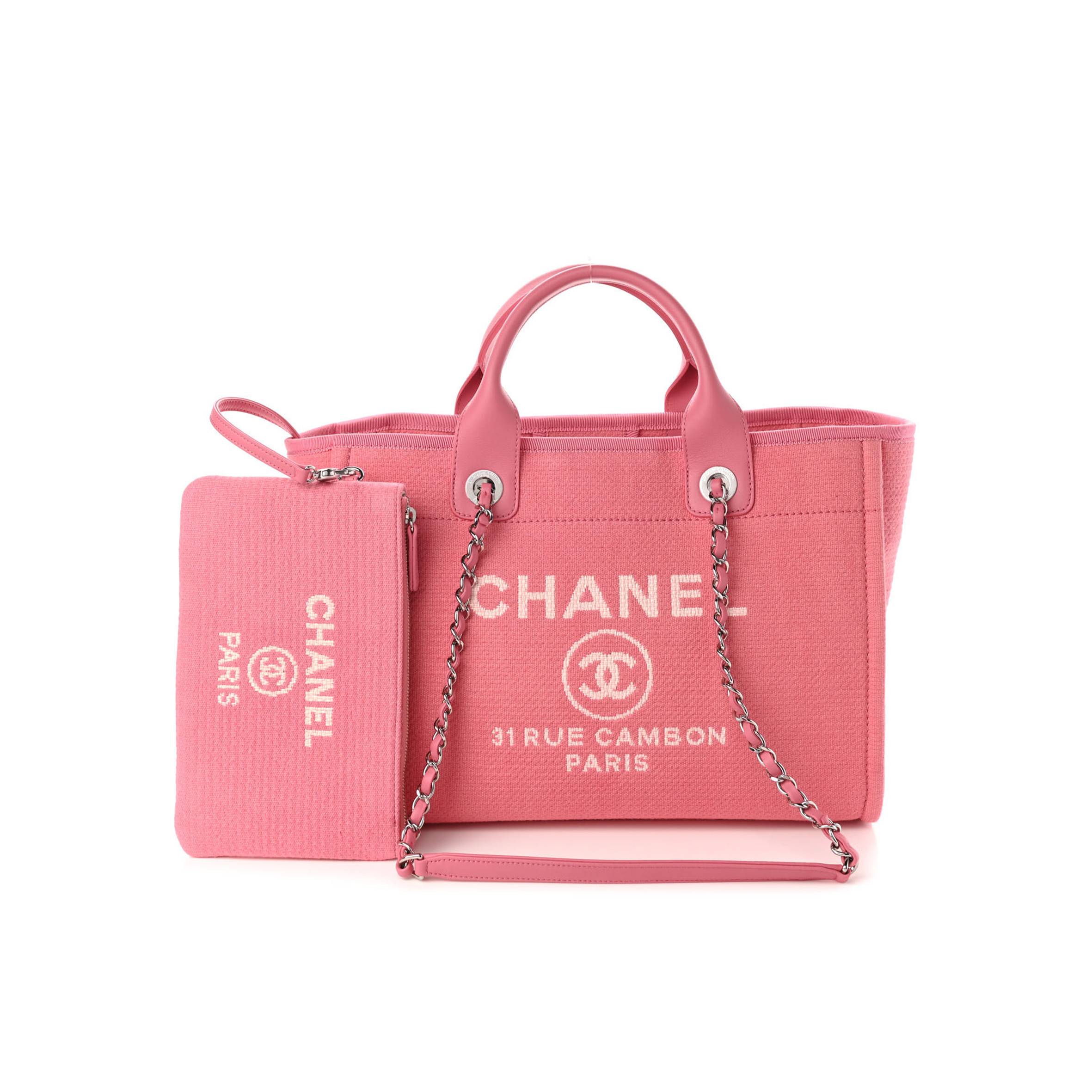 Ch*el mixed fibers small deauville tote pink (32*25*15cm)