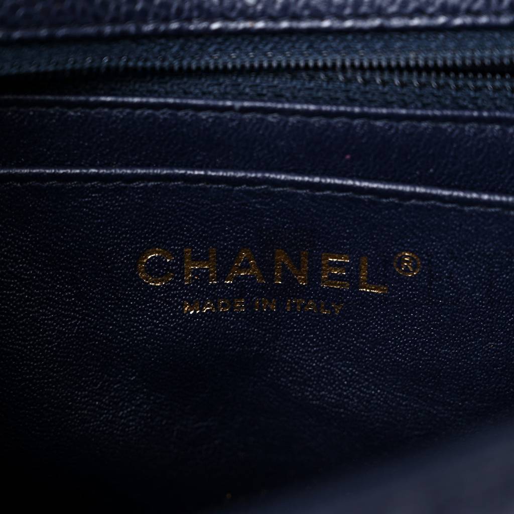 Ch*el caviar quilted mini rectangular flap navy gold hardware (20.3*12.7*6.4cm)