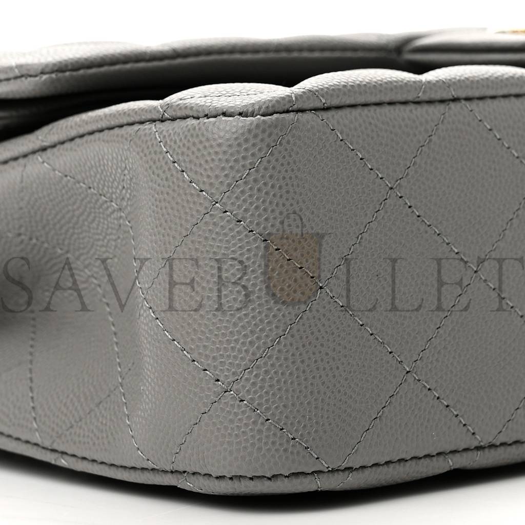 Ch*el caviar quilted medium double flap grey rose gold hardware (25*17*6cm)