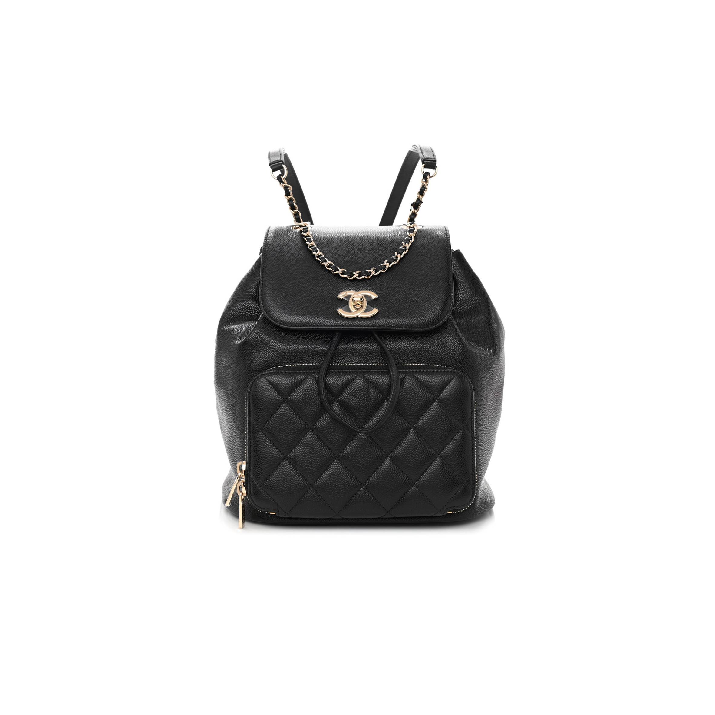 Ch*el caviar quilted business affinity backpack black rose gold hardware (23*23*15cm)