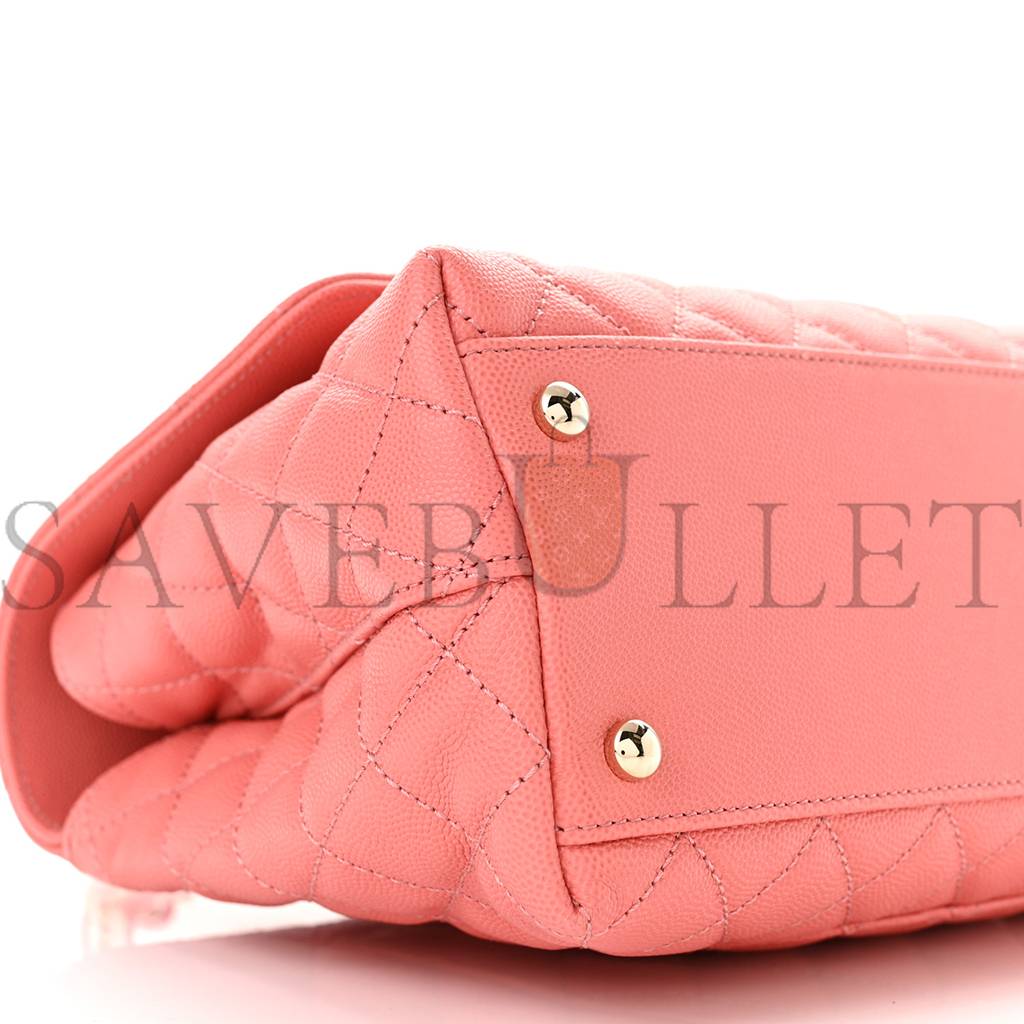 Ch*el caviar quilted small coco handle flap pink rose gold hardware (29*19*9cm)